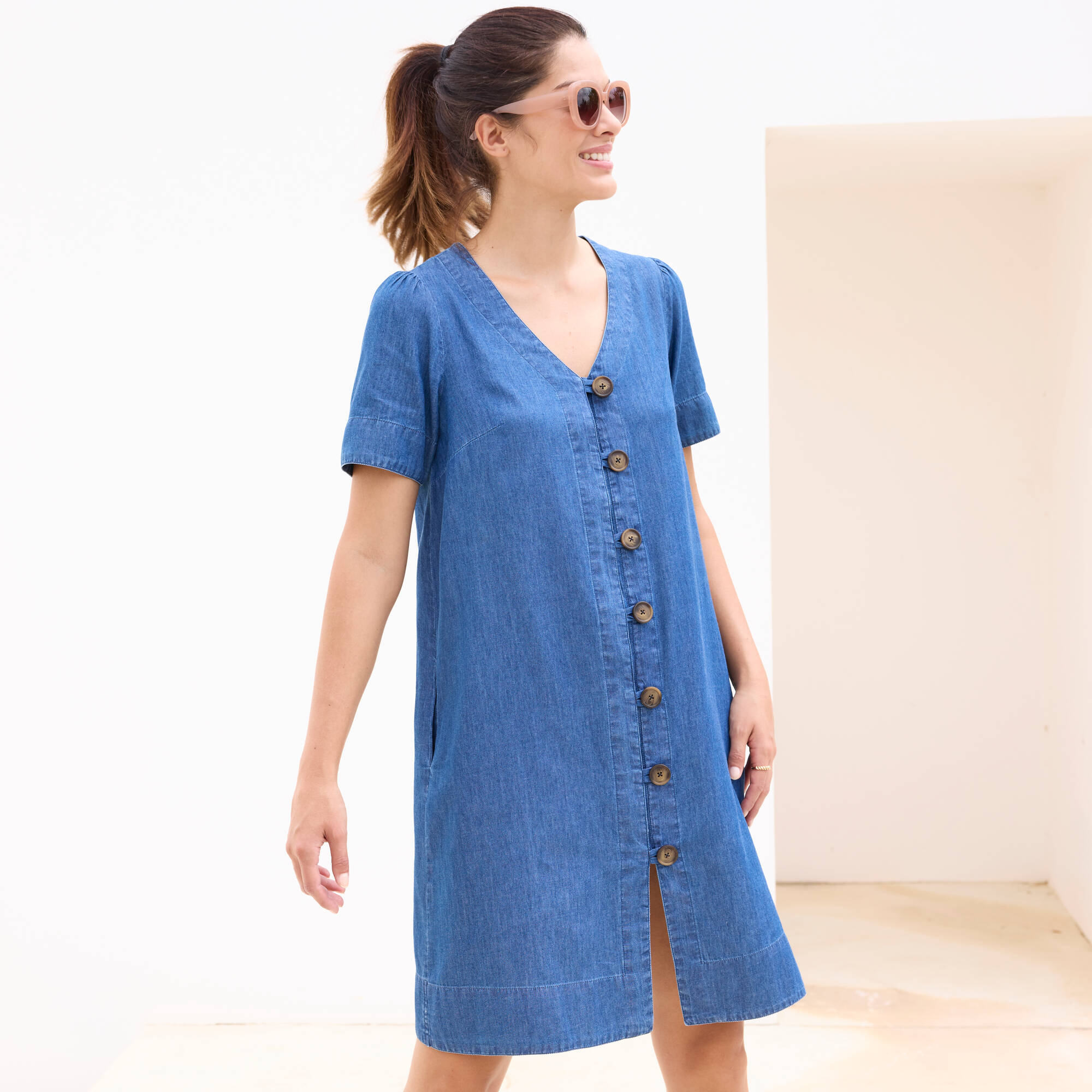 Denim Tenue Robe Chemise Robe En Jean La Redoute