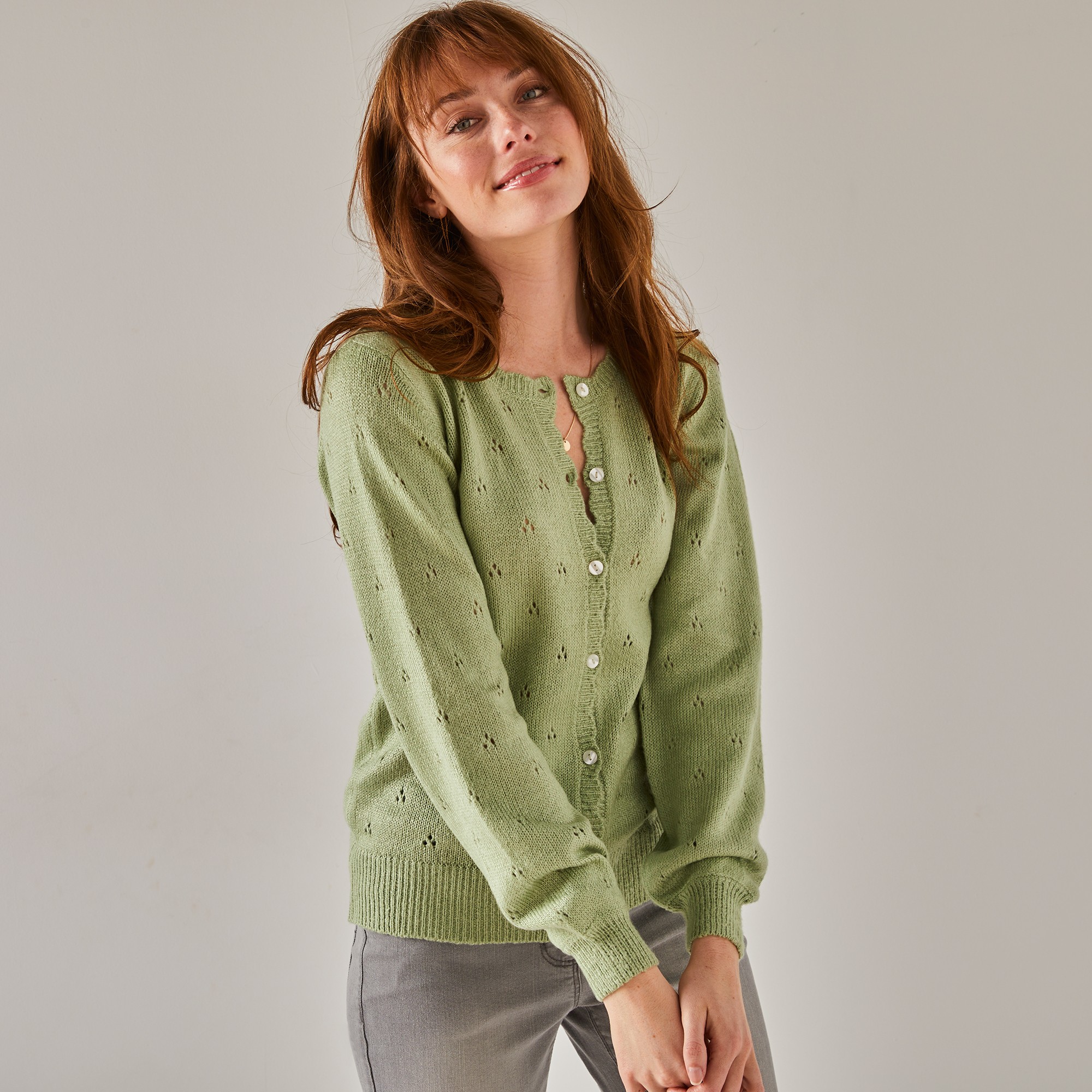 Gilet Boutonné, Maille Pointelle - Blancheporte