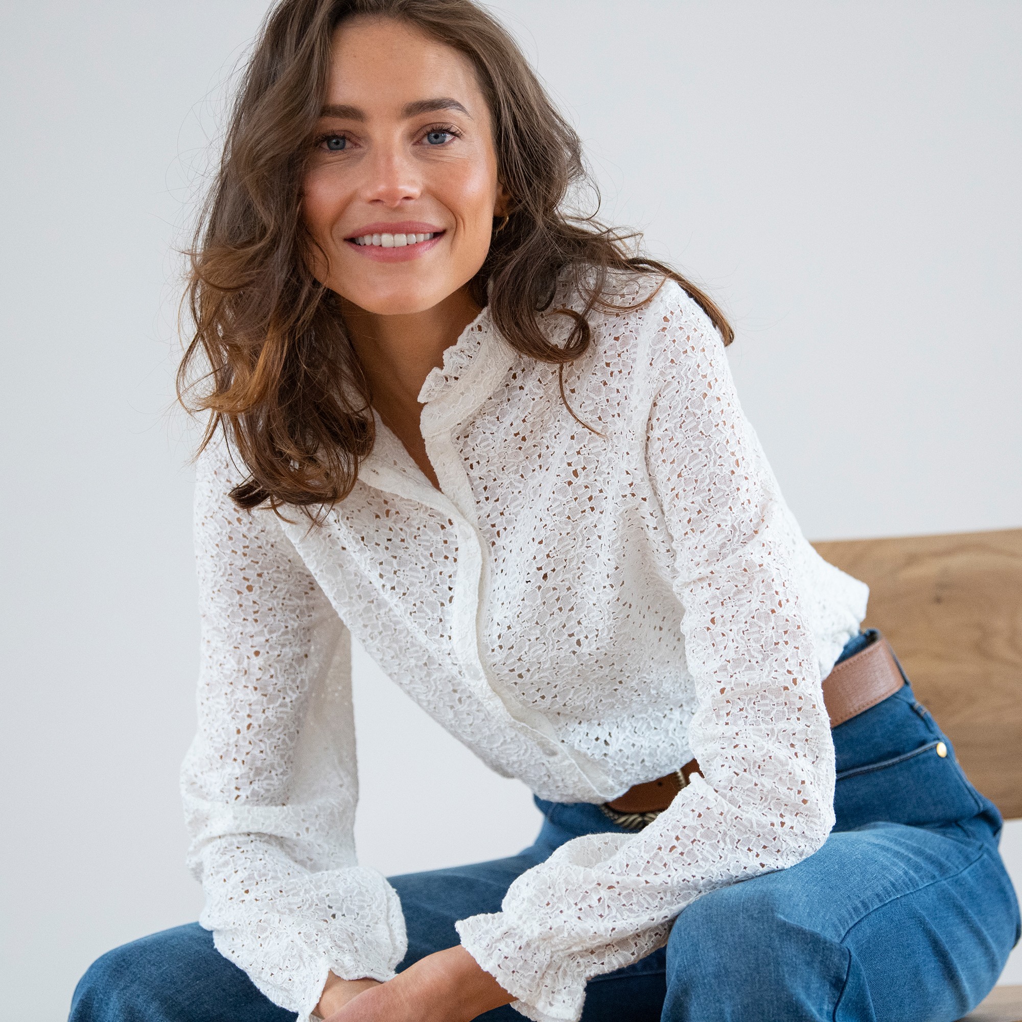 Chemisier col volanté femme outlet