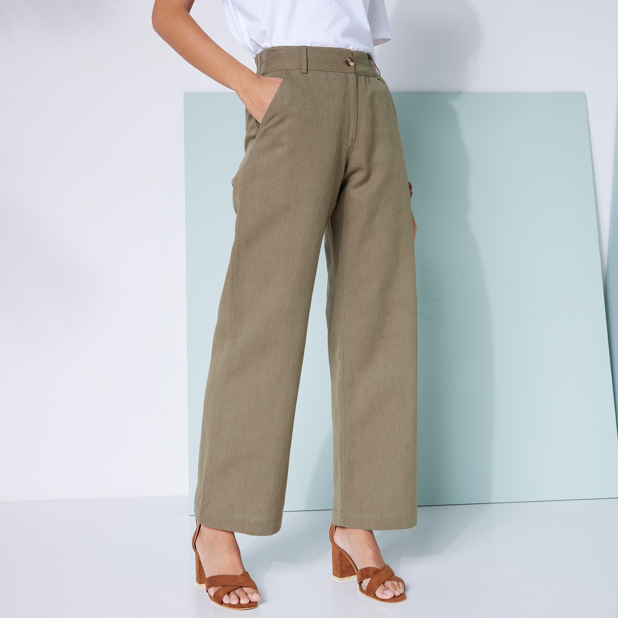 Pantalon Large, Lin Coton - Blancheporte