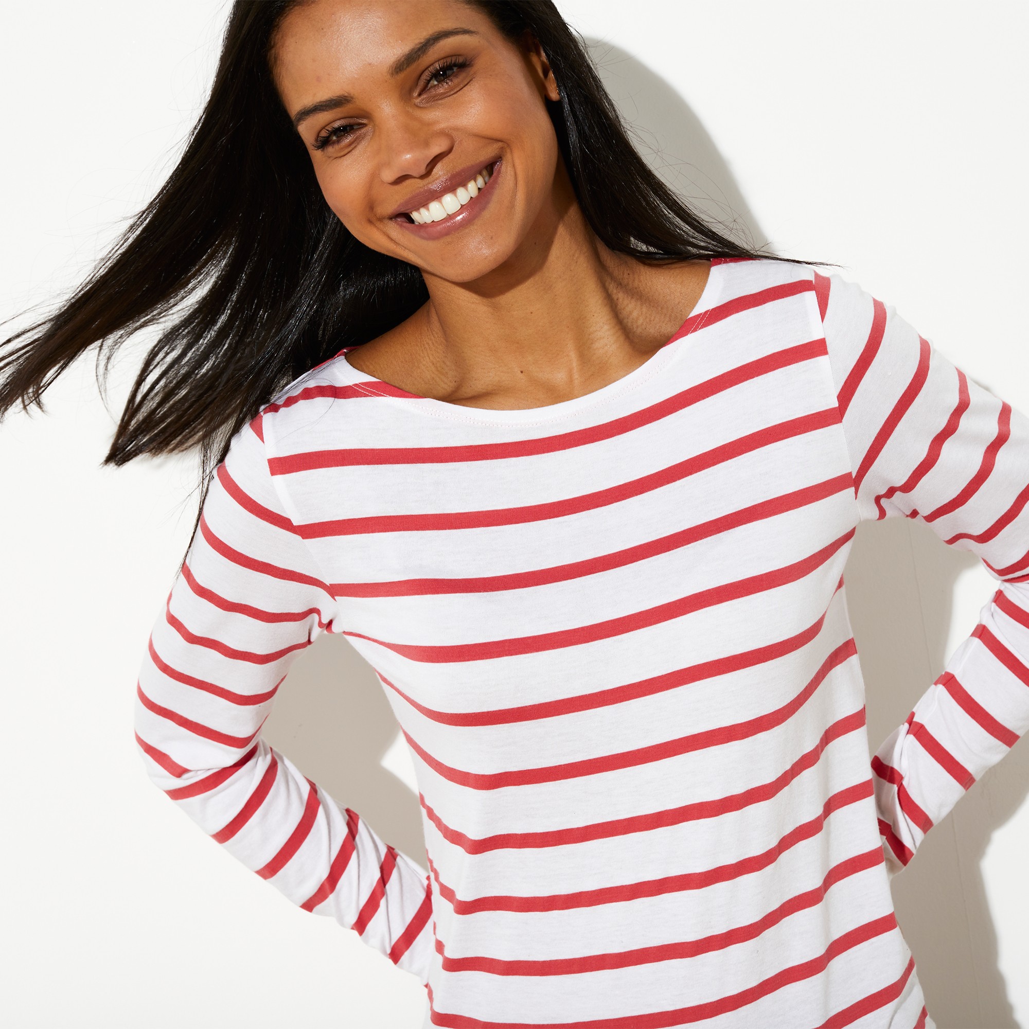 T-shirt Marinière Manches Longues, Coton Biologique(**) - Blancheporte