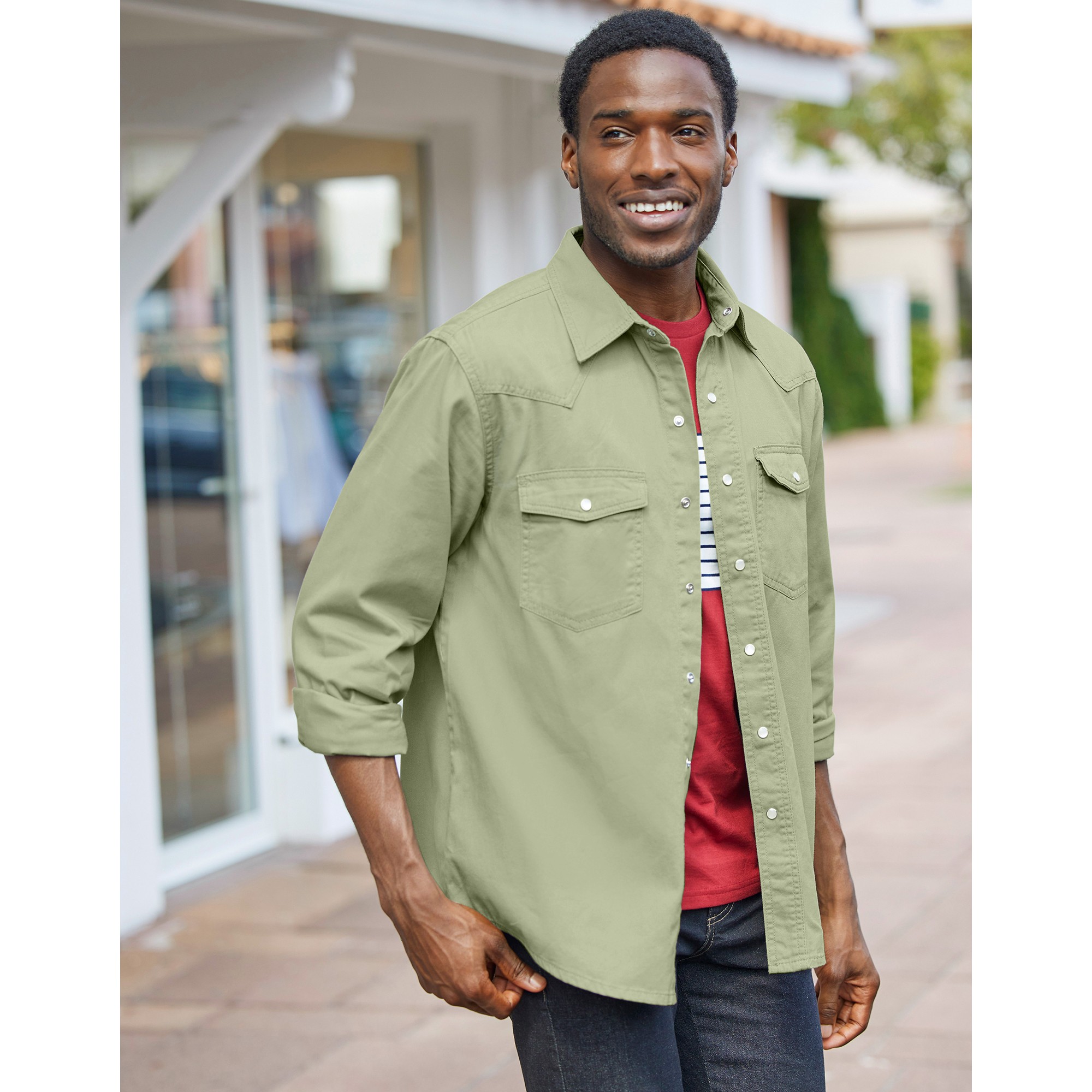 Chemise en jean 2025 vert kaki homme