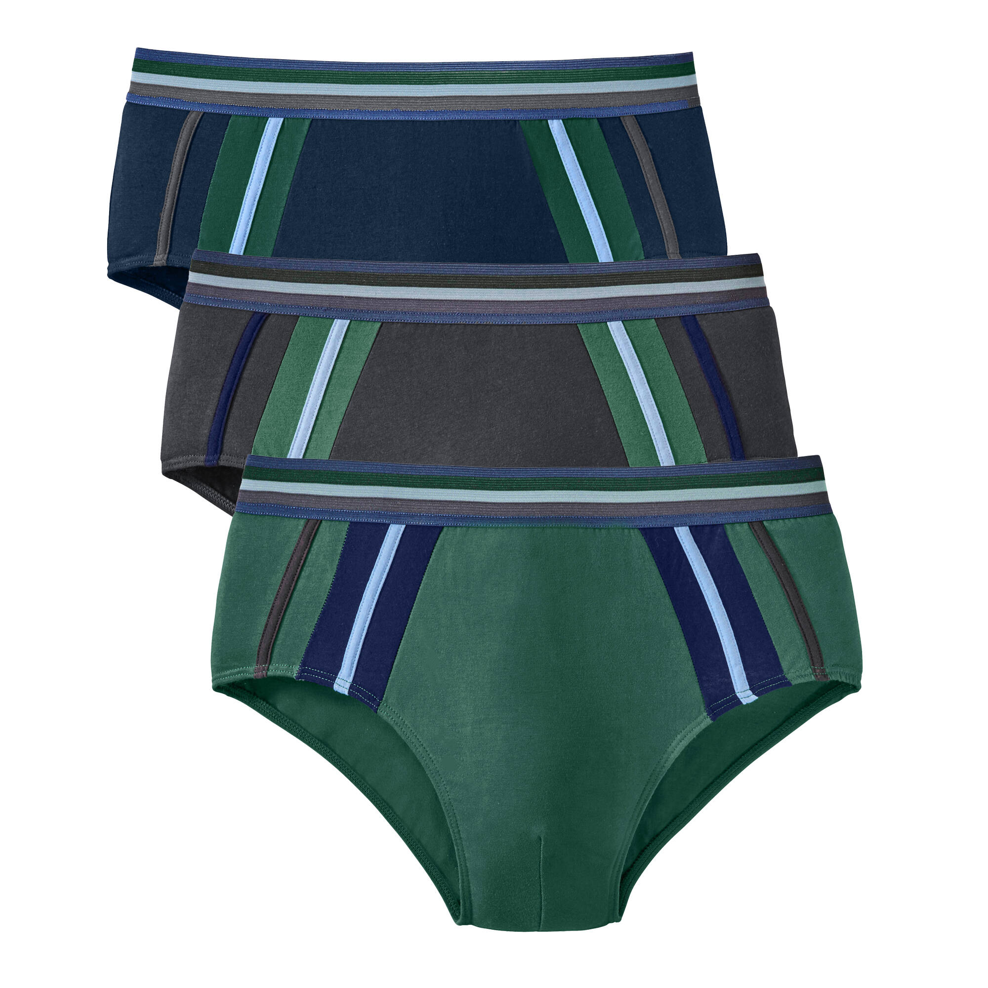 Slip fermé taille haute bandes contrastées - lot de 6 - Blancheporte