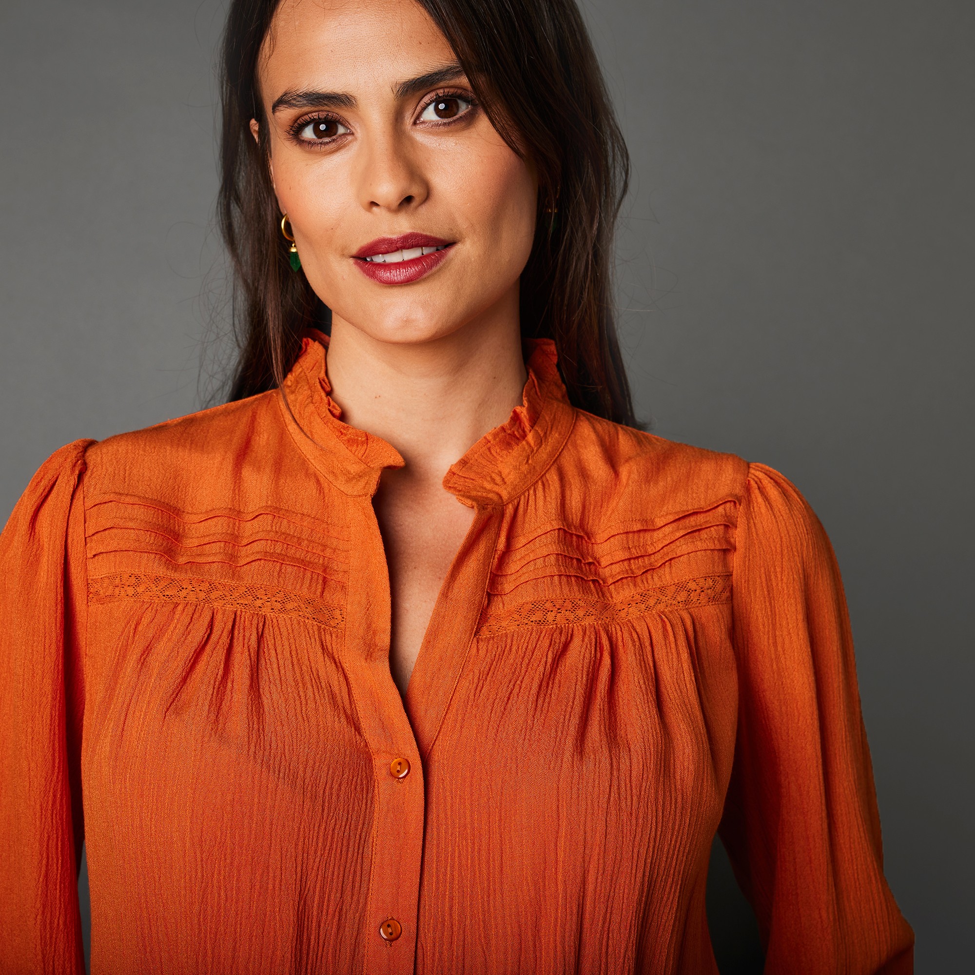 Chemisier tunique aspect crépon - 46 - Jaune - Lora Zellini