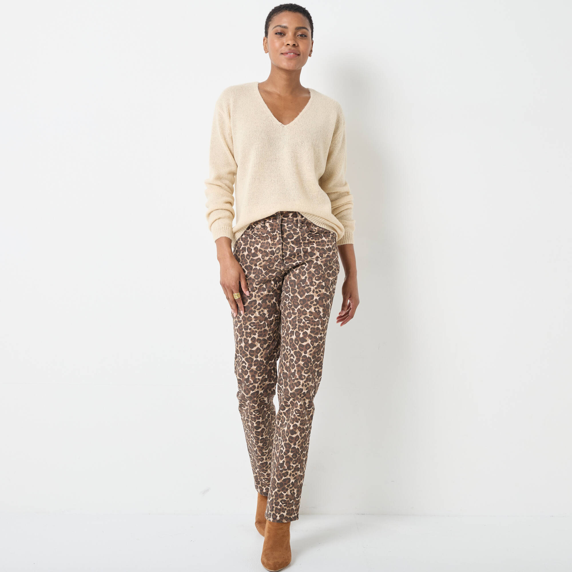Pull col V manches longues laine et mohair mlangs - Blancheporte 40$