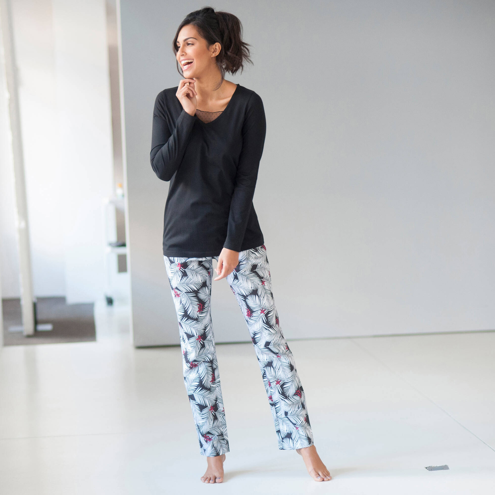 Pyjama pantalon empicement plumetis - imprim tropical - Blancheporte 30$