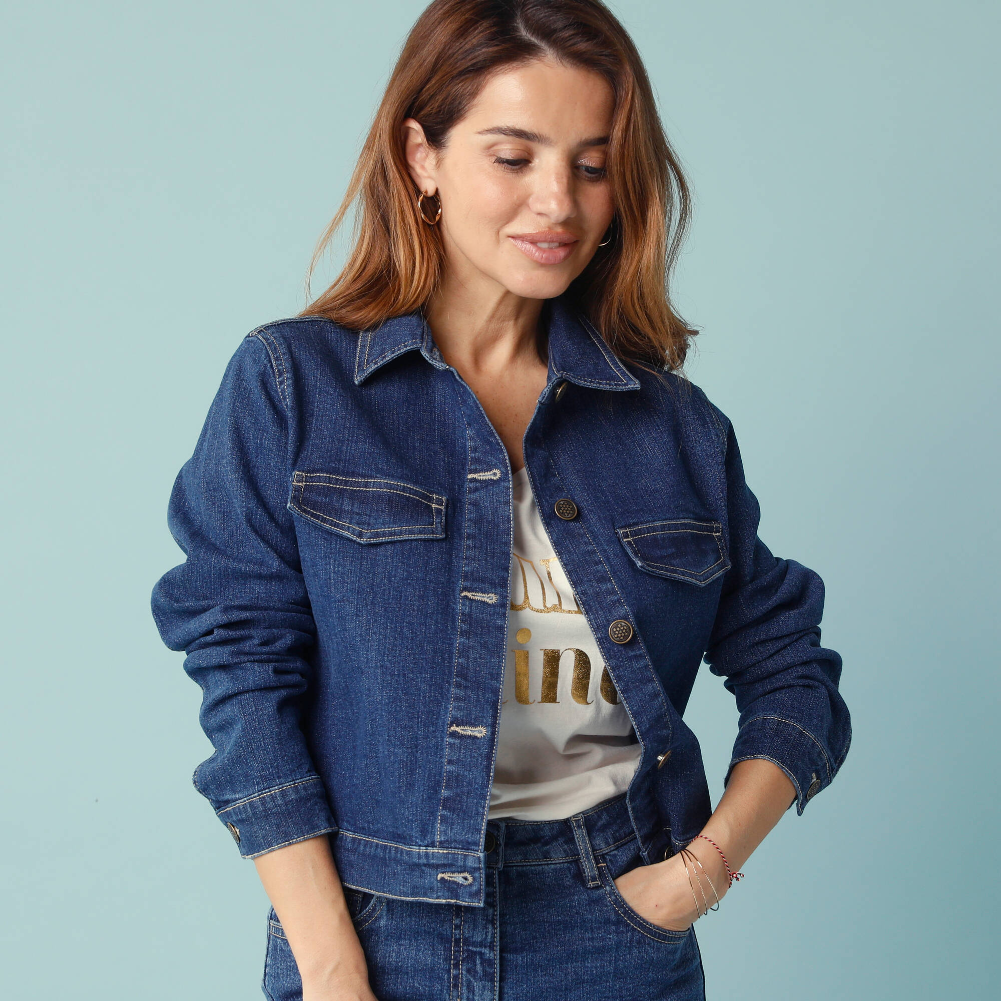 Blancheporte Veste Femme Ete Veste Courte Spécial Petites, Jean