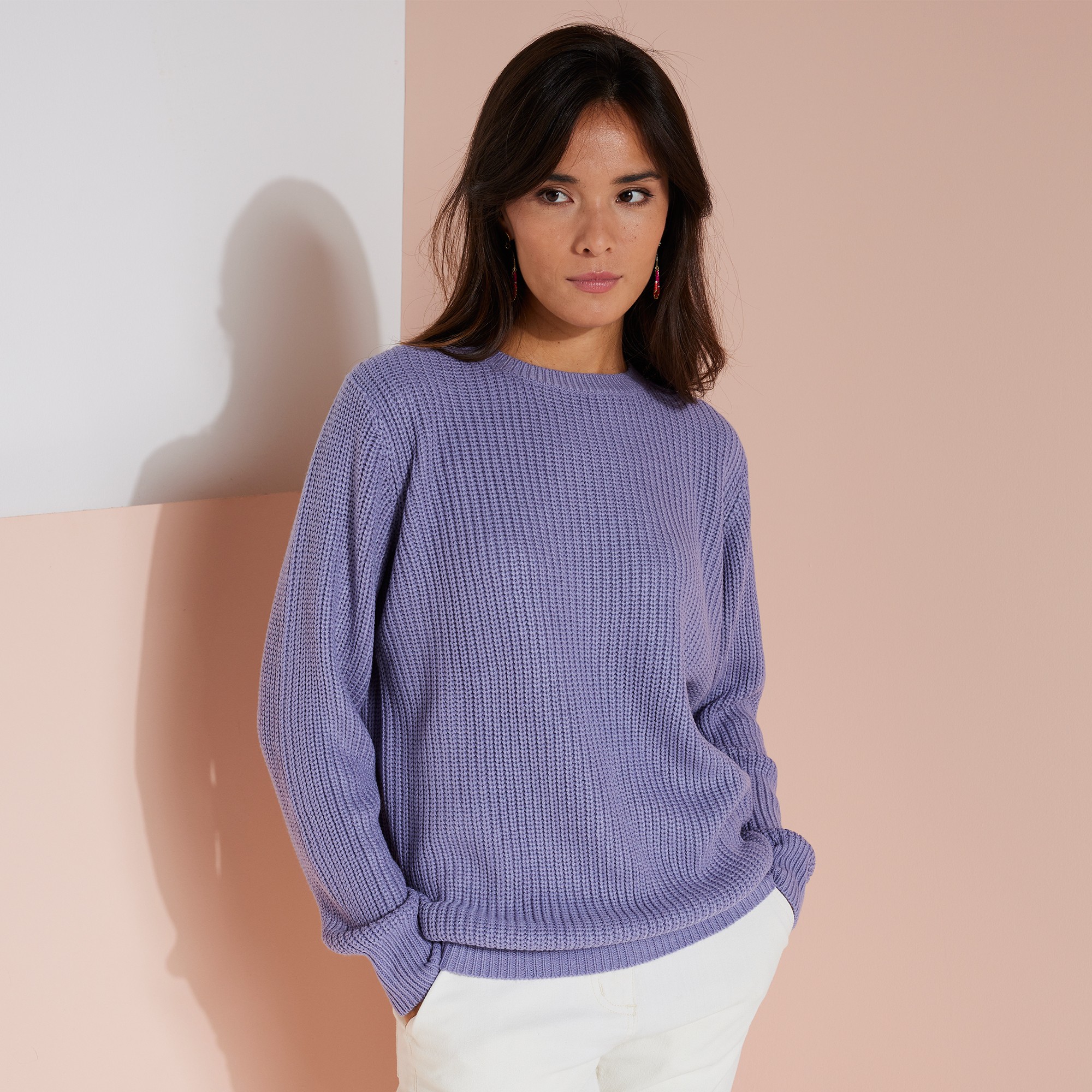 Pull Col Rond Maille Anglaise - Blancheporte