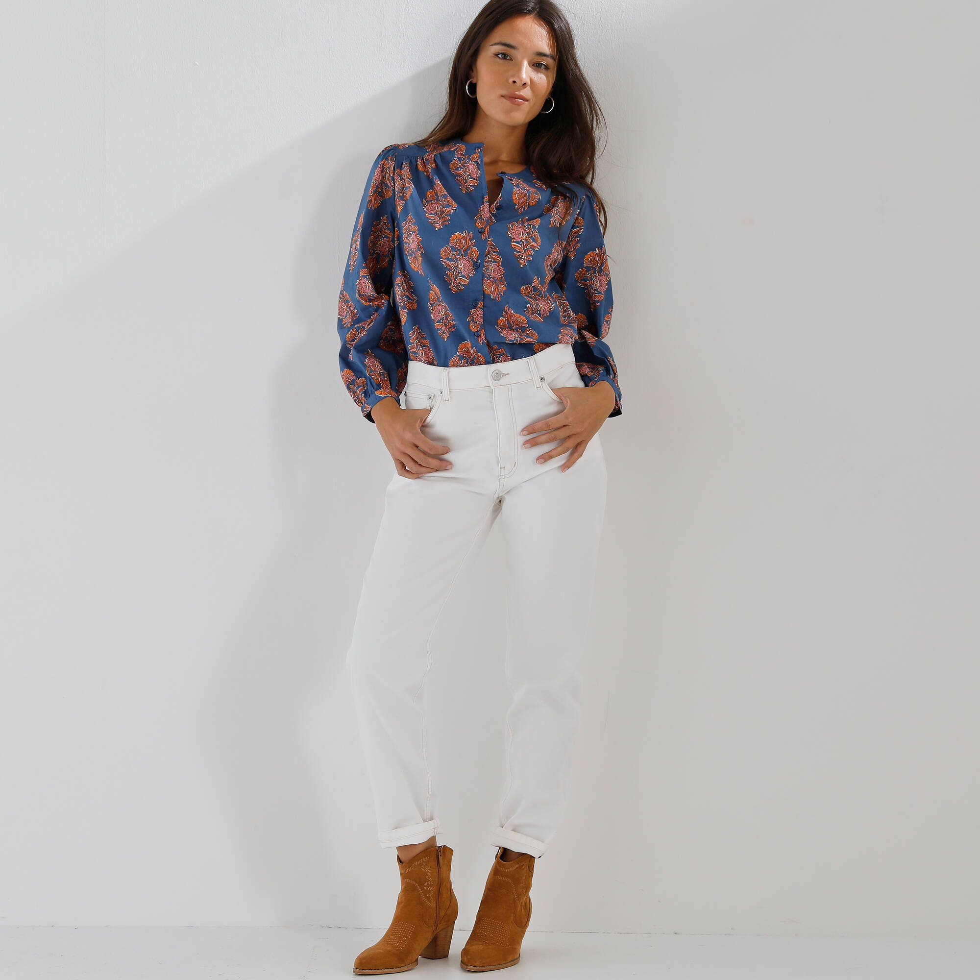 Chemisier boutonn imprim col rond - Blancheporte 30$
