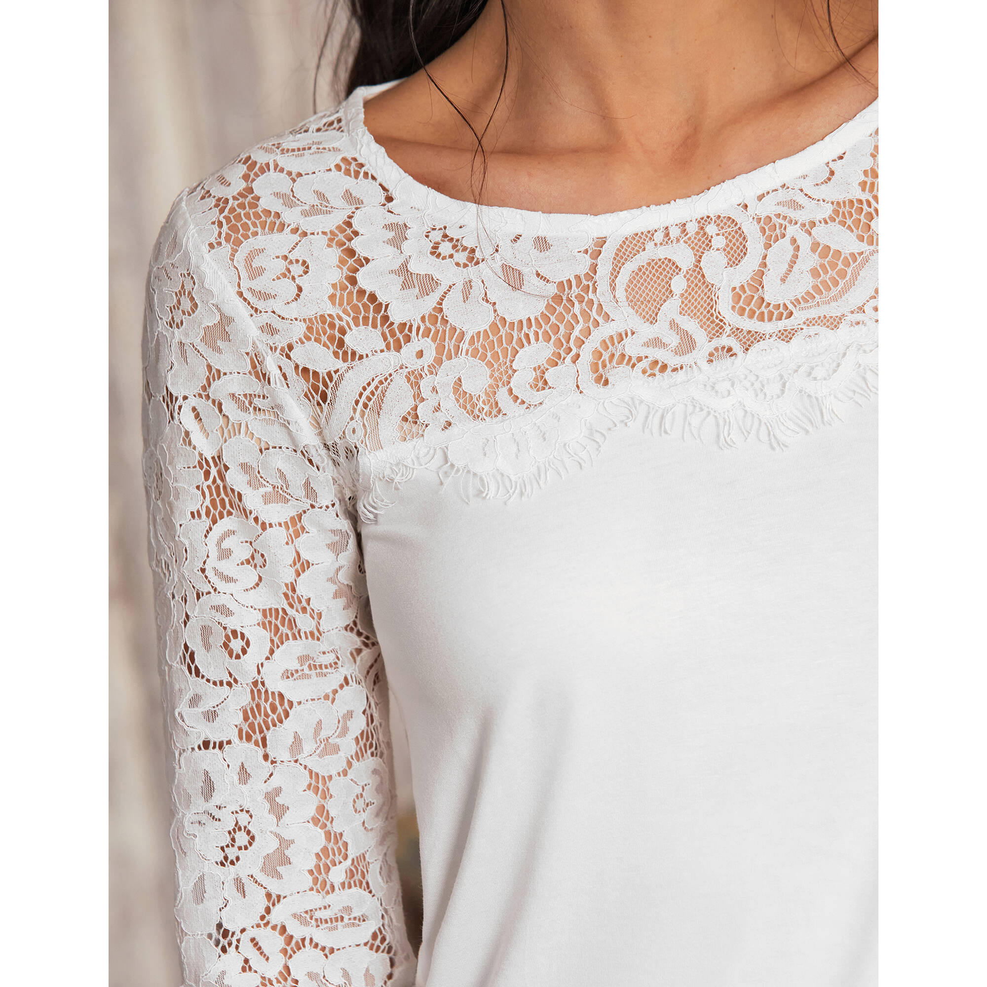 T shirt dentelle blanc cheap