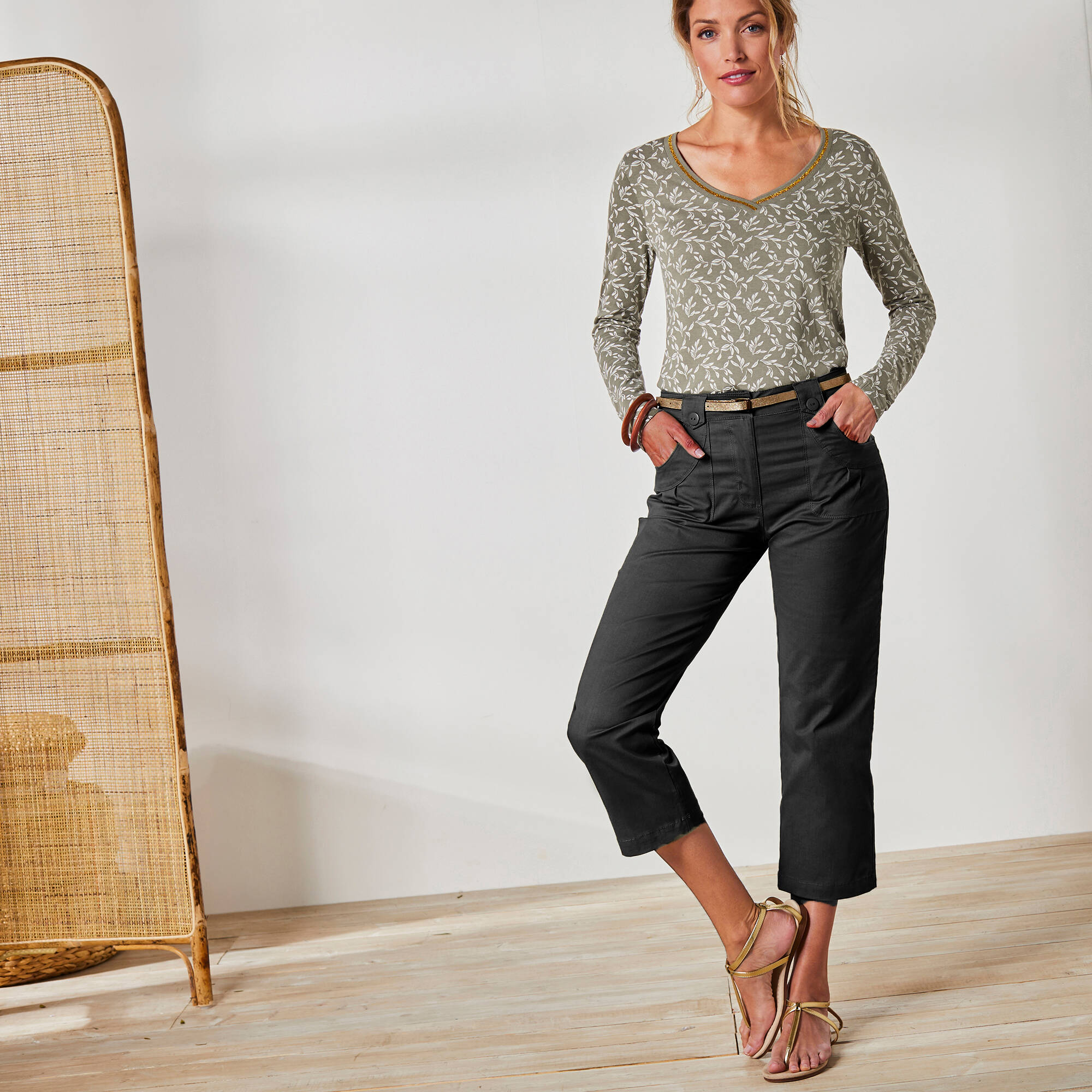 Pantacourt droit stretch - Blancheporte 40$