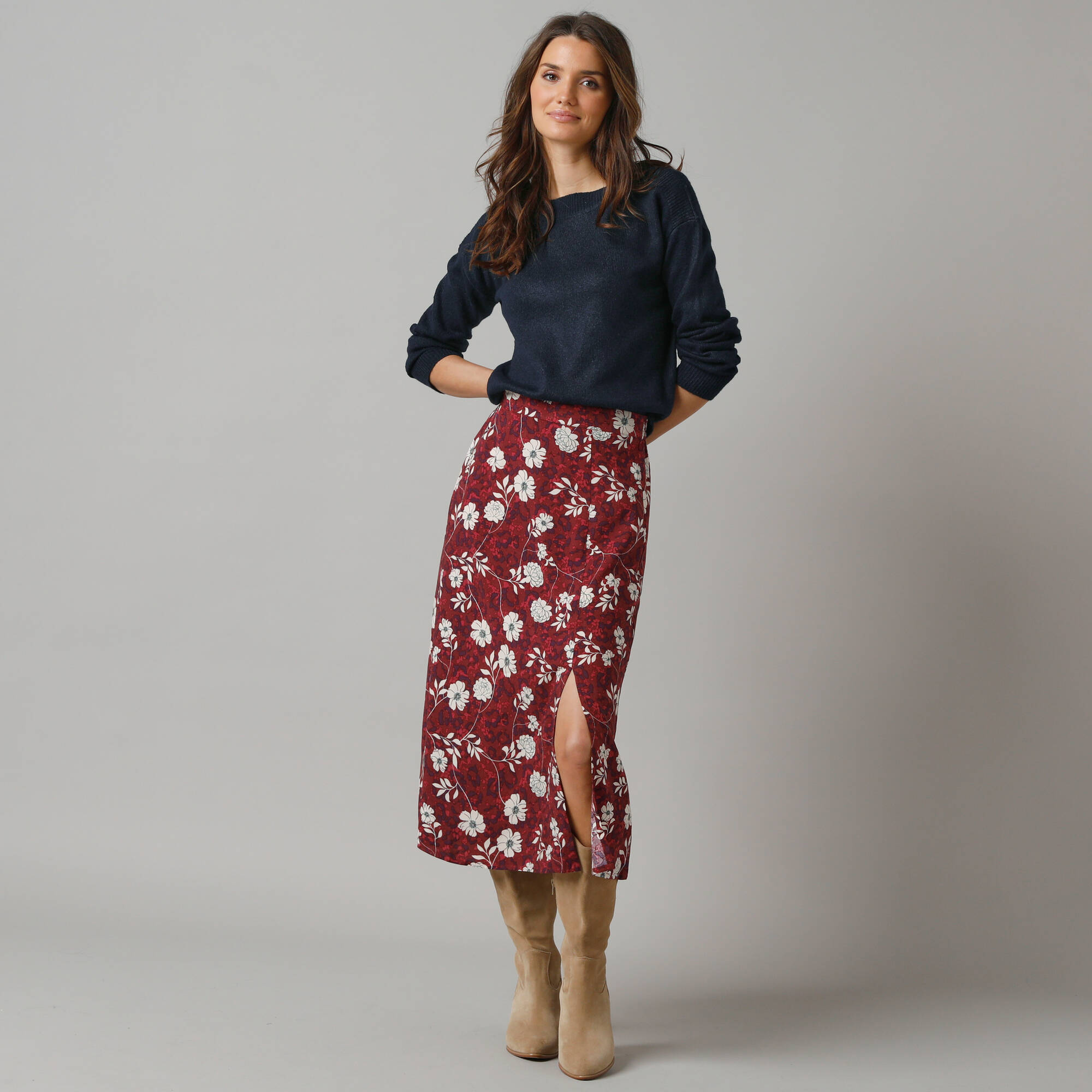 Imprimé floral linéaire | Robe chemise - Femme - Pur Lin | Woolover FR