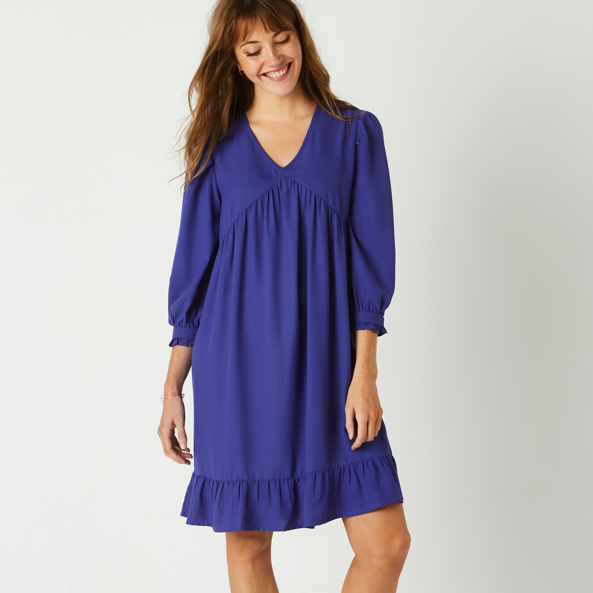 Robe Housse Manches 3/4 Unie, Crêpe - Blancheporte