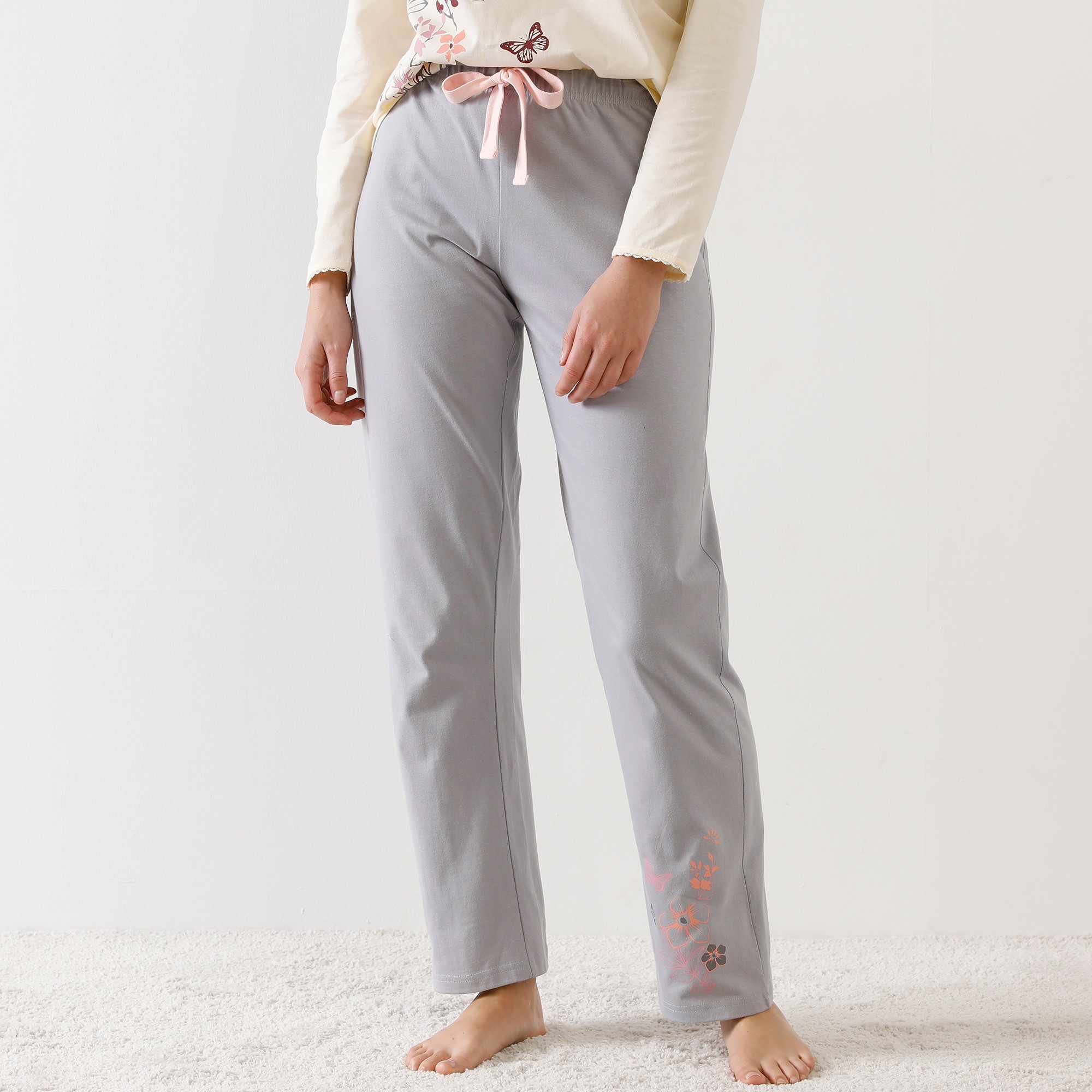Pantalon Imprimé Bucolique Placé - Coton Jersey - Blancheporte