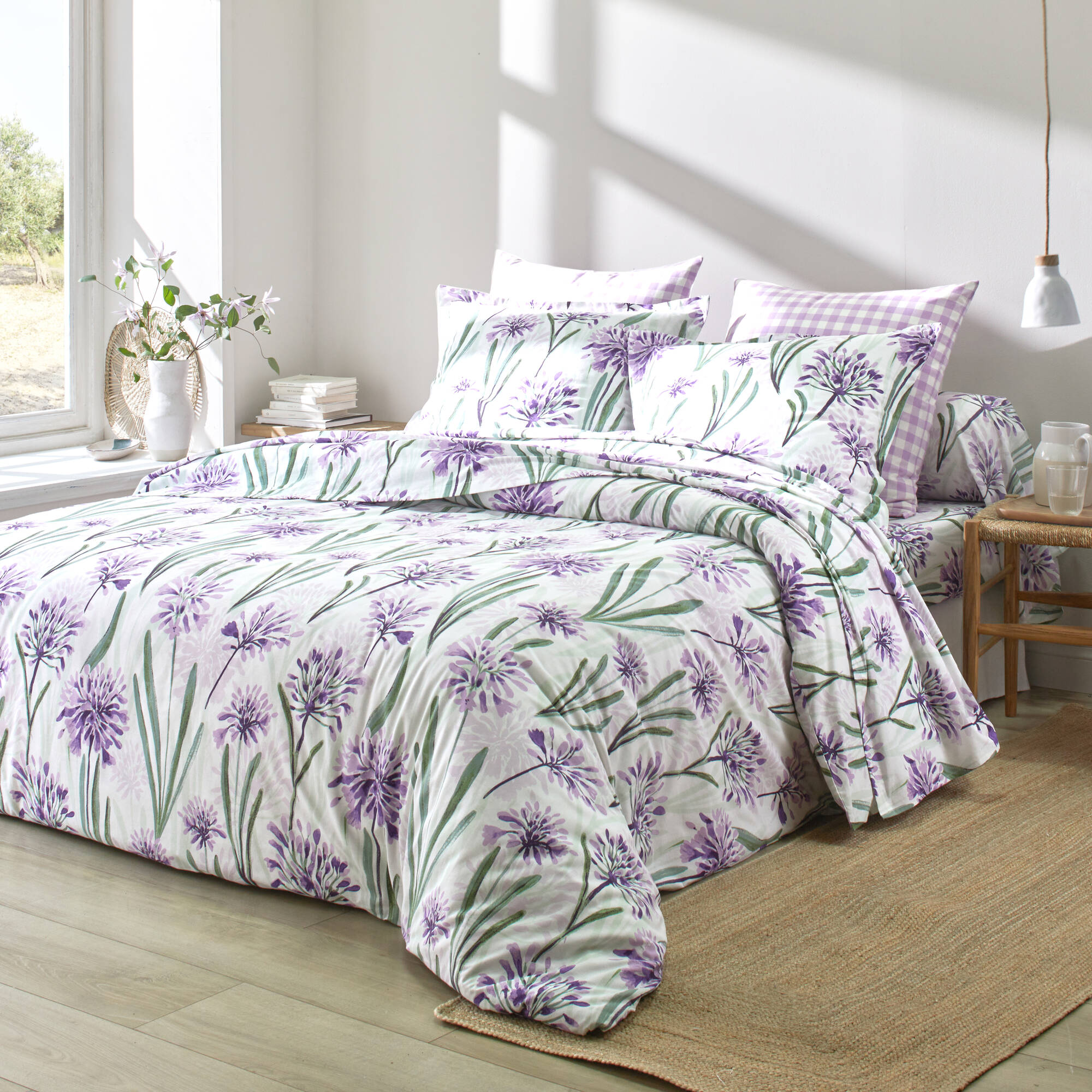 Linge de lit Agapanthe en coton imprimé fleurs - Blancheporte