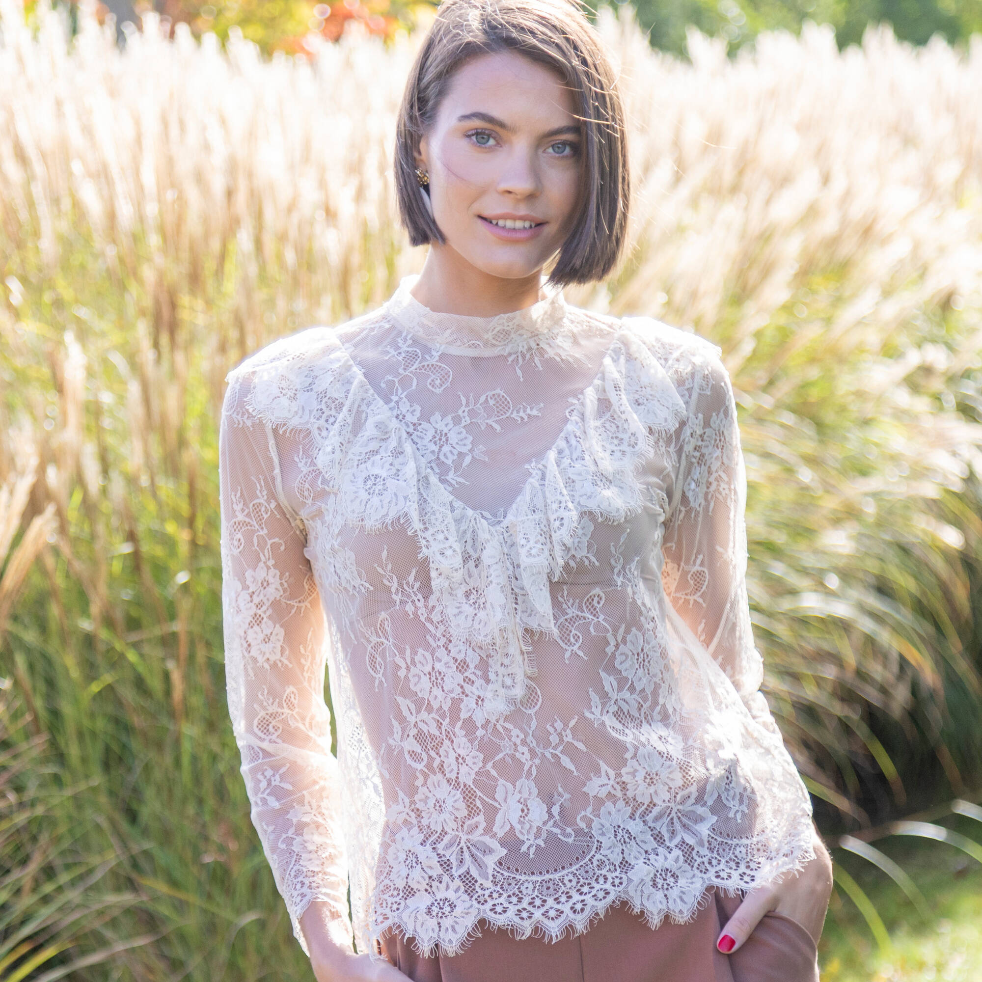 Blouse dentelle volantée - Blancheporte