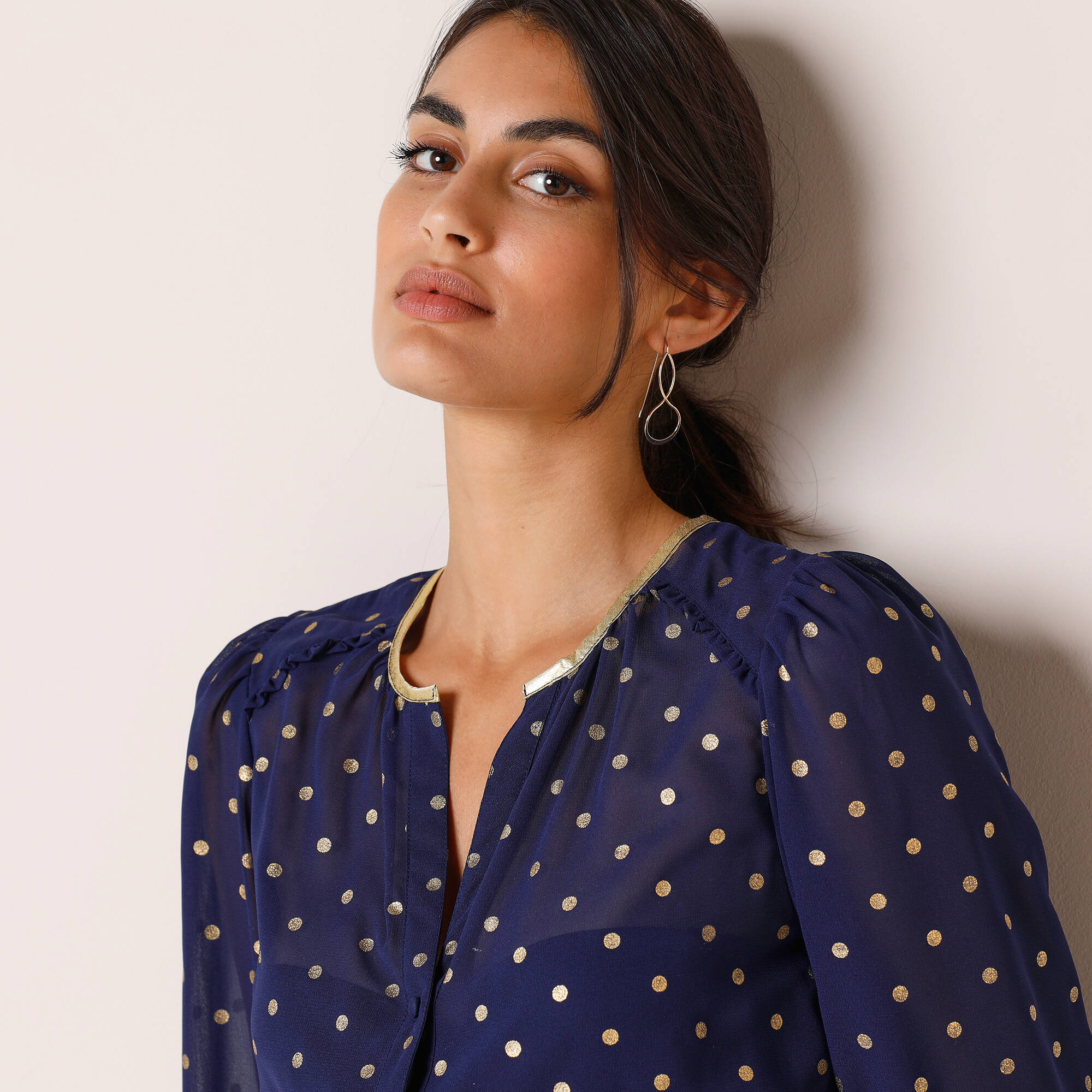 Chemisier imprim pois dor voile - Blancheporte 33$