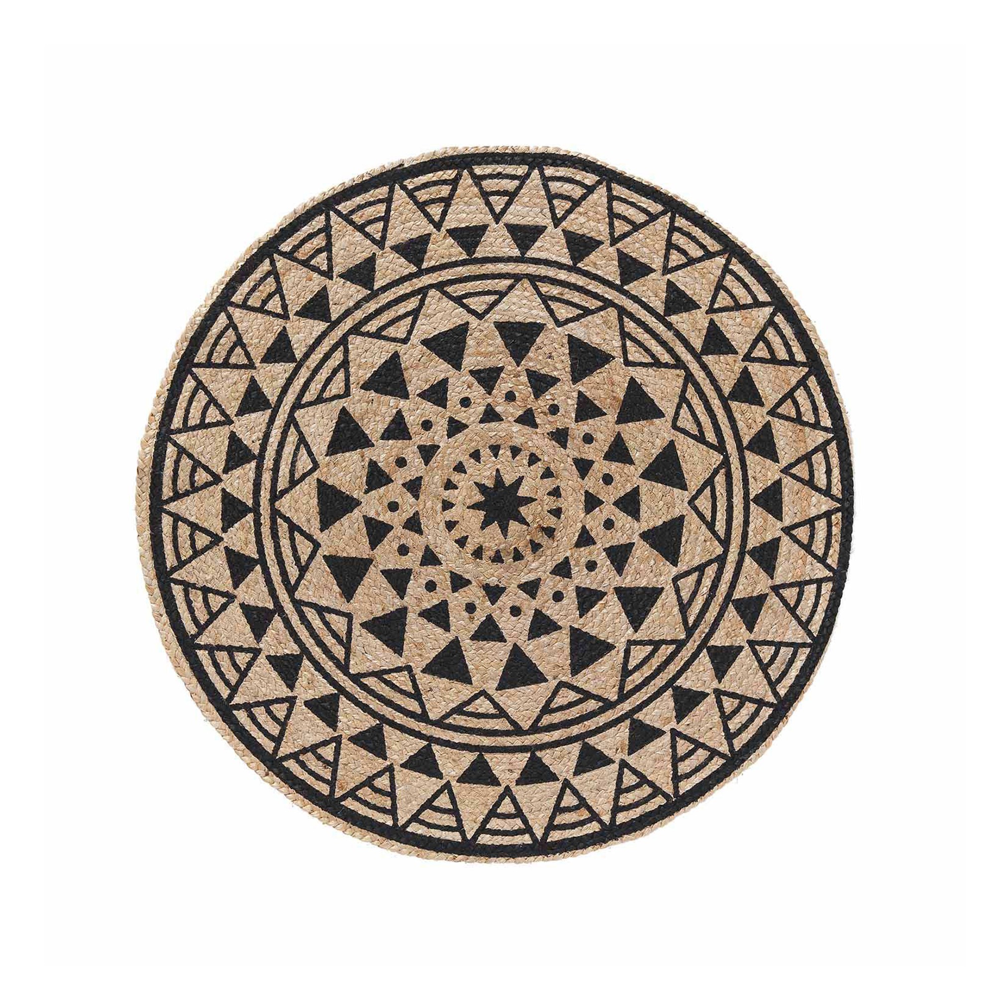 Tapis Rond En Jute Imprimé Noir - Blancheporte