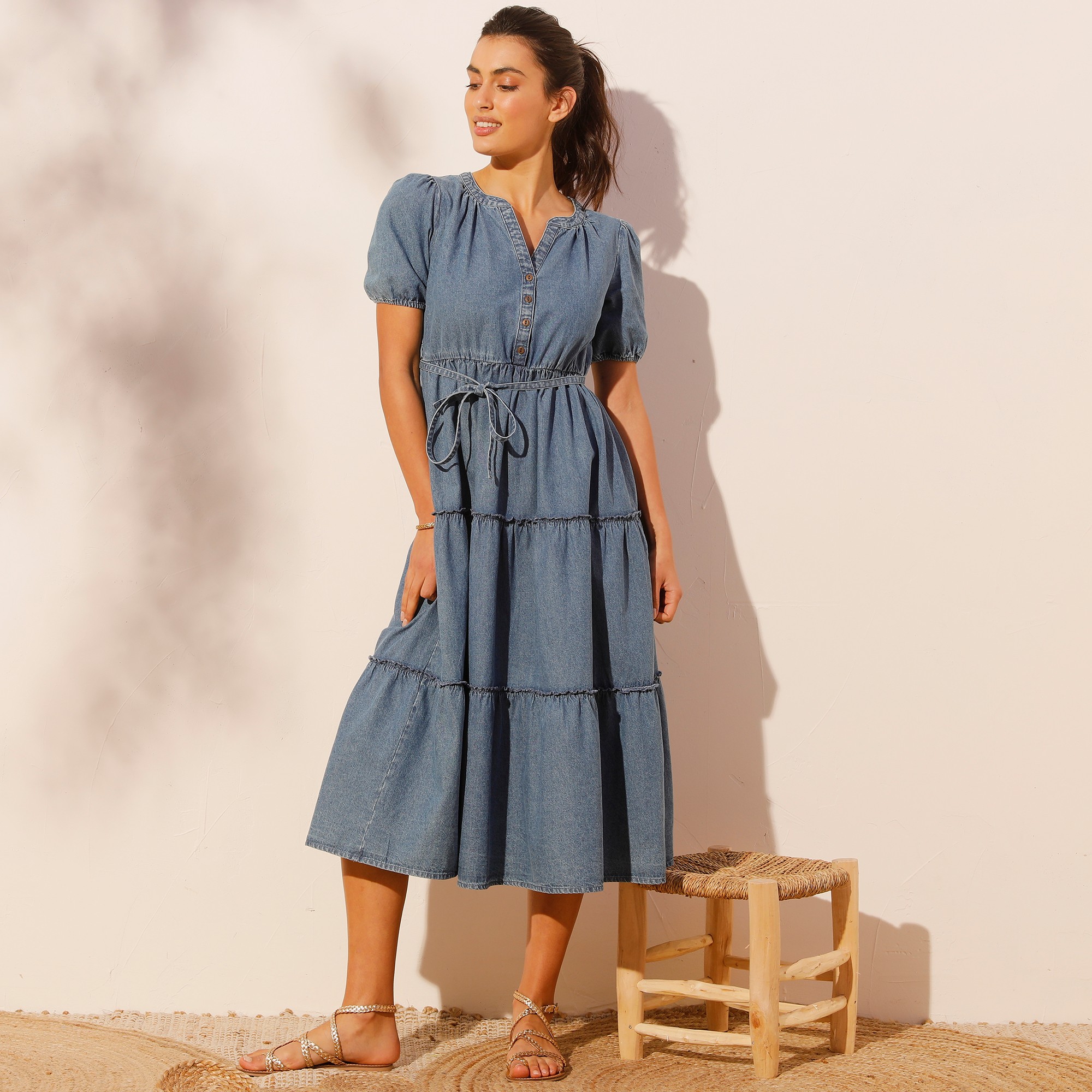 Robe longue denim léger - 52 - Bleu - Coeur Au Sud