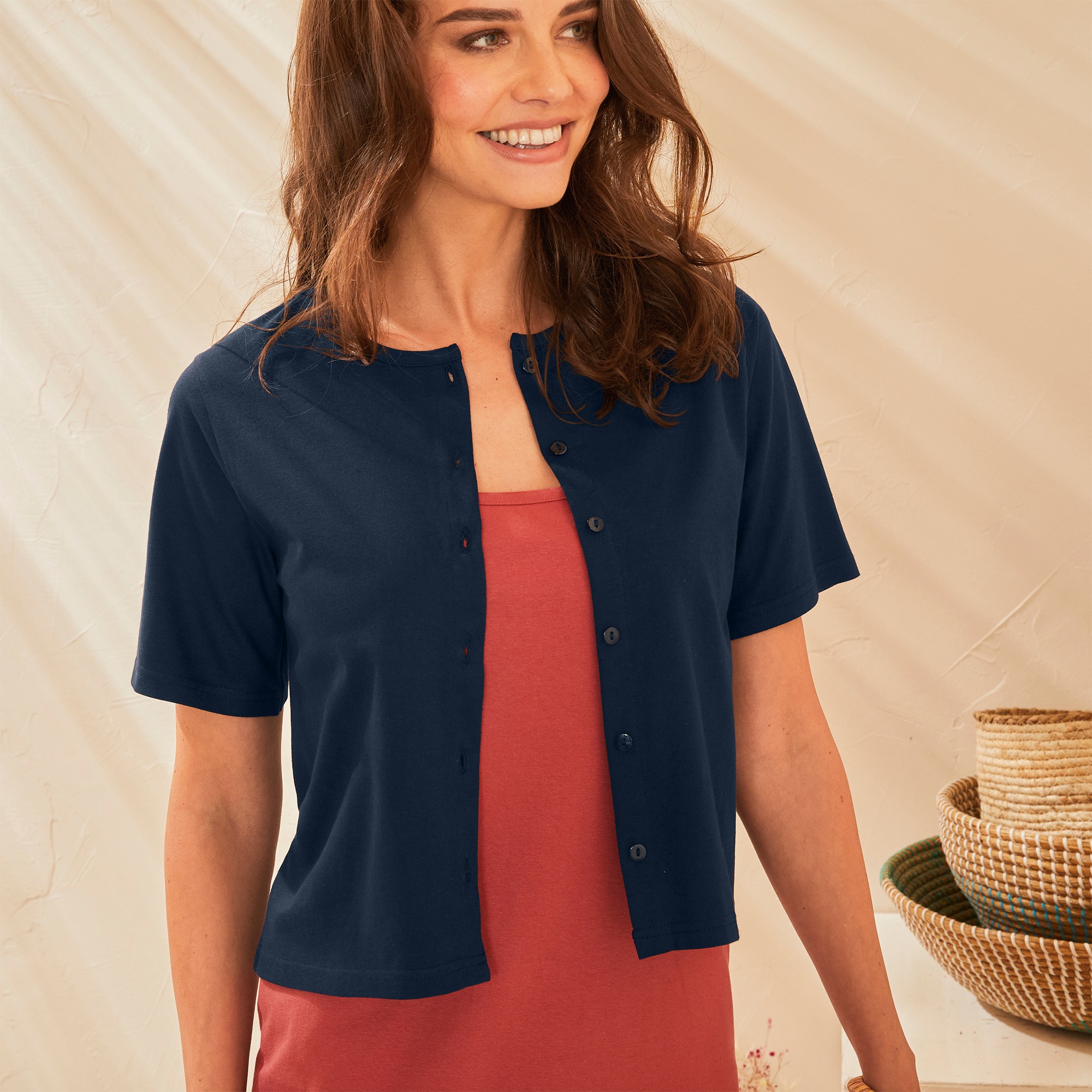 Gilet Boutonné Manches Courtes, Maille - Blancheporte