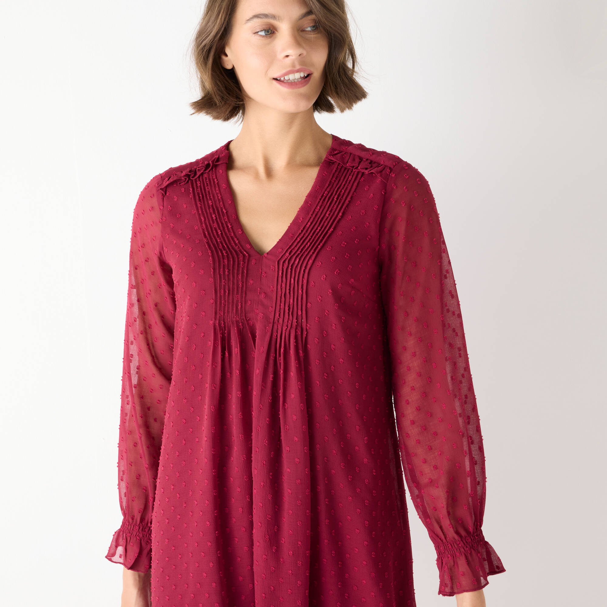 Robe unie plis voile plumetis - Blancheporte 40$