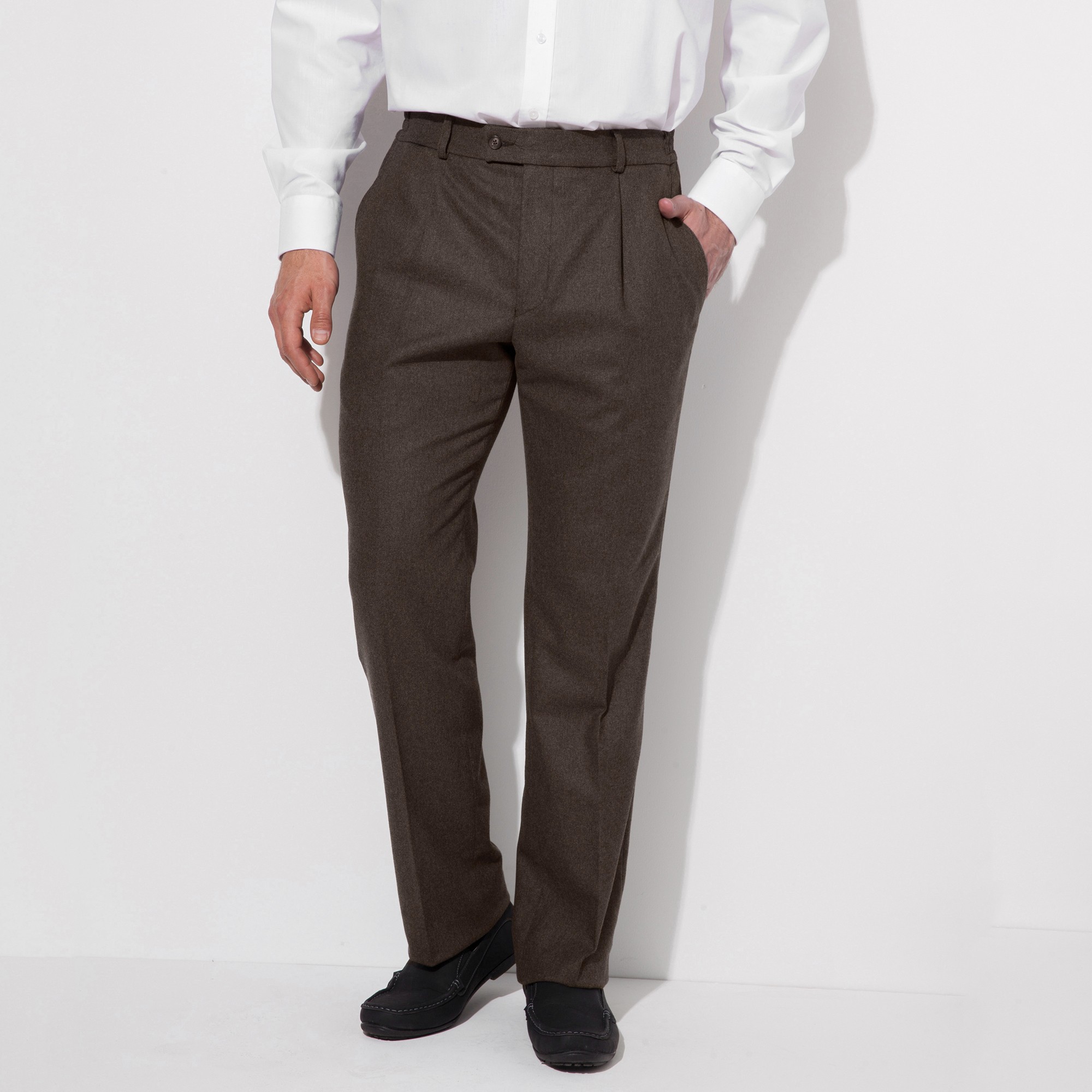 Pantalon Taille Élastiquée À Pinces - Polyester/laine - Blancheporte