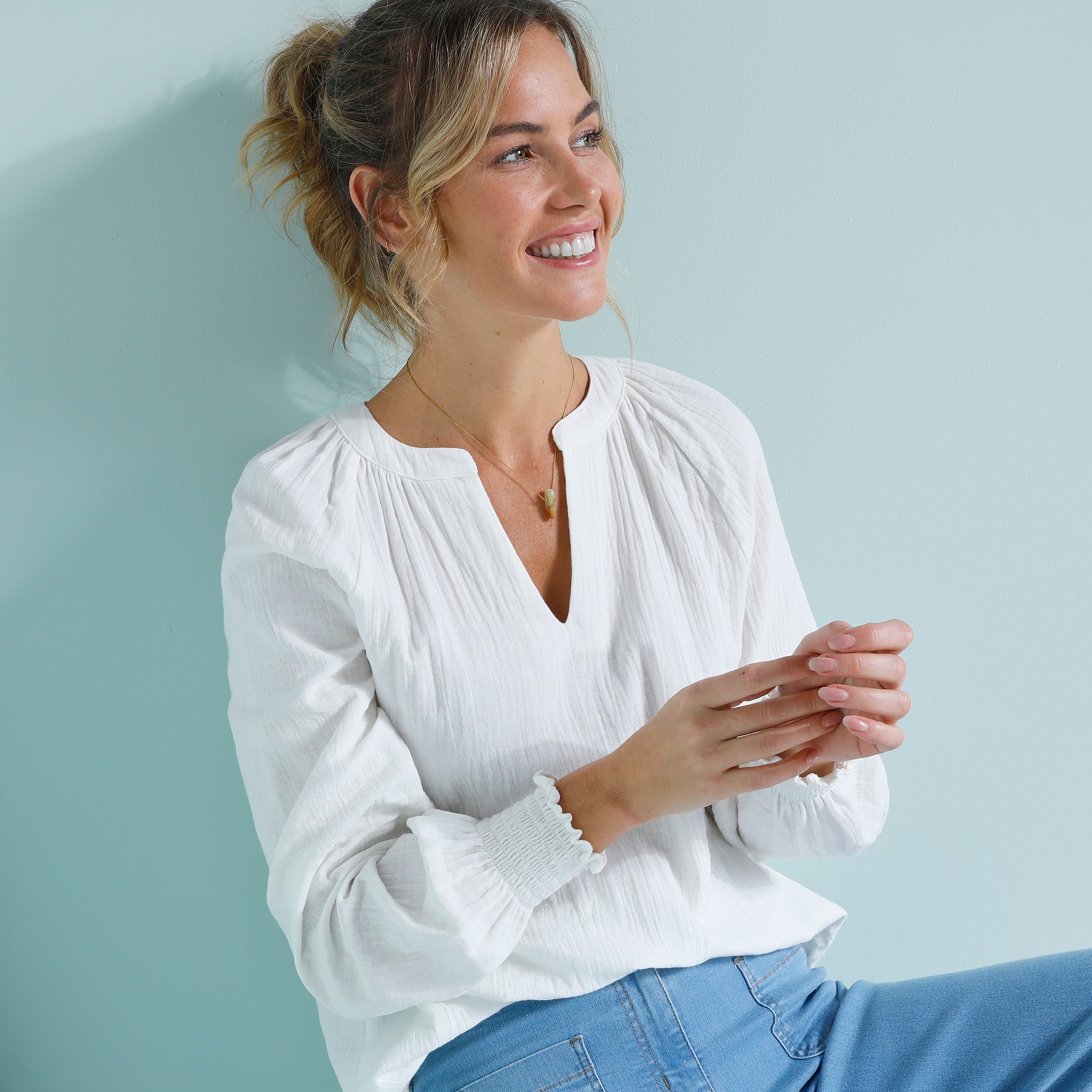 Blouse Unie Gaze Coton - Blancheporte