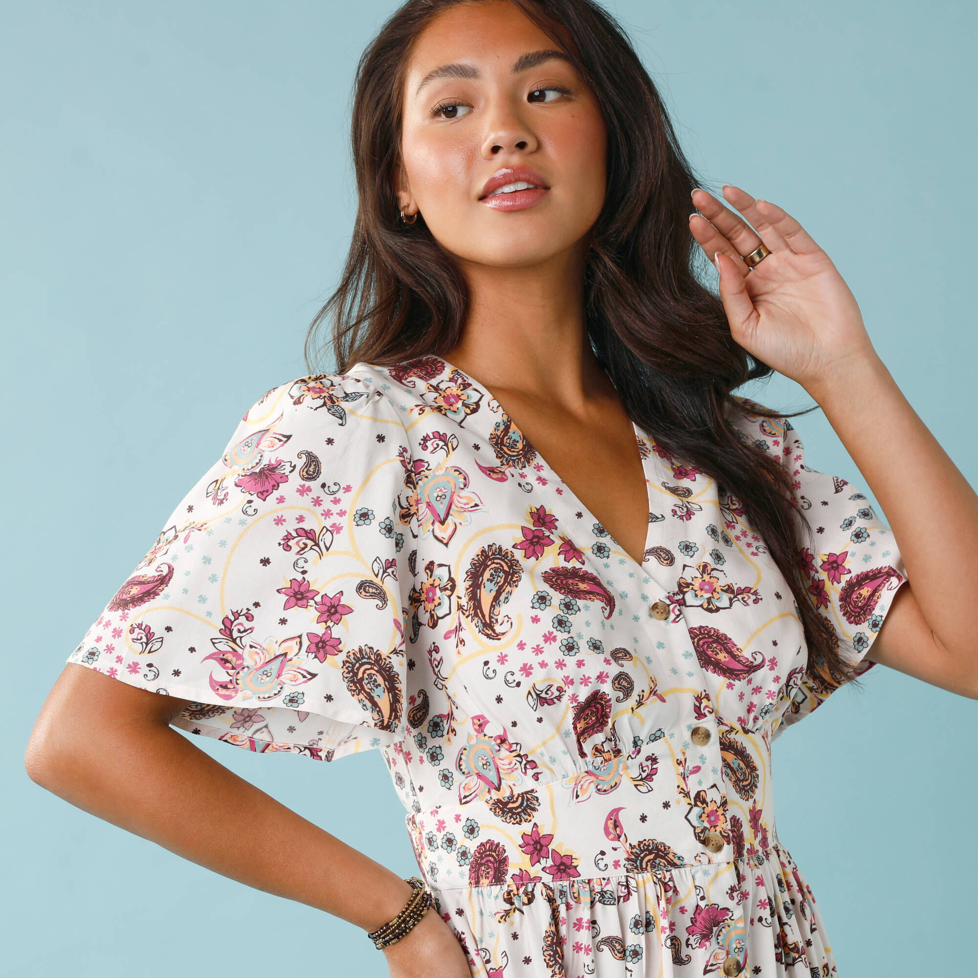 Robe courte boutonne imprime Spcial Petites - Blancheporte 36$