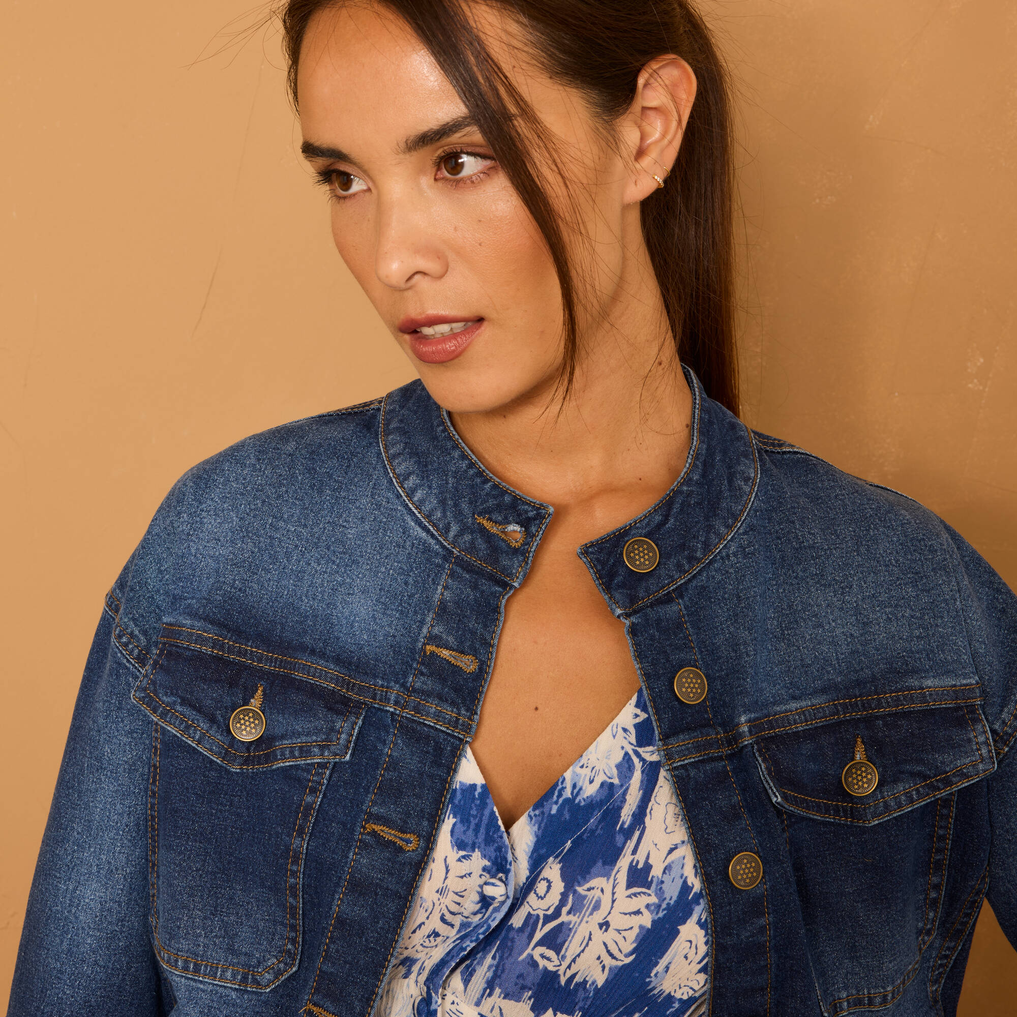 Veste en jean col montant - Blancheporte 50$