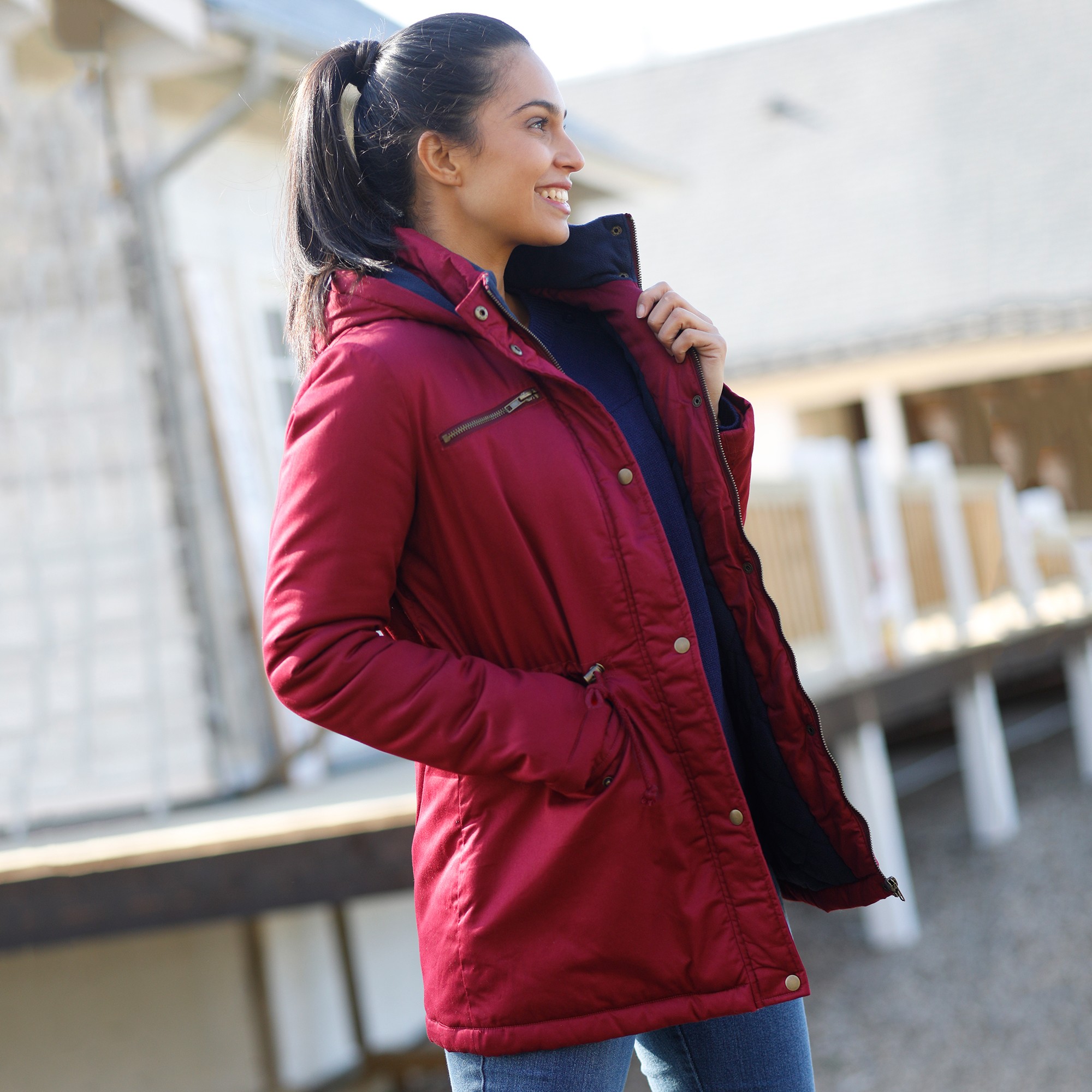 Parka d perlante doubl e maille polaire prune Blancheporte