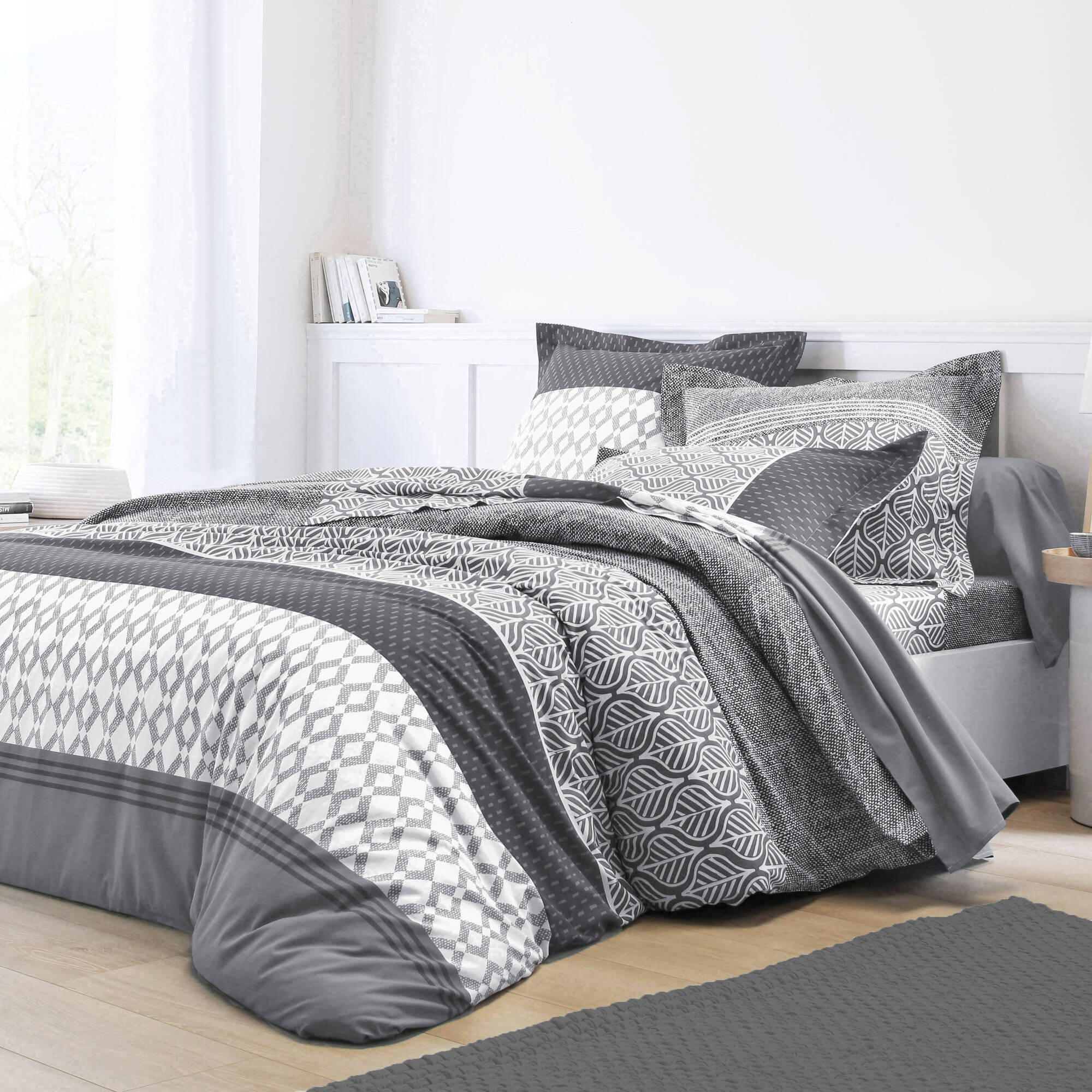 Pago Poco Parure de lit simple en flanelle fantaisie écossaise, dimensions : drap plat 150 x 280 cm 1 dessous avec angle 90 x 200 25 cm 1 taie d'oreiller 52 x 82 13 cm