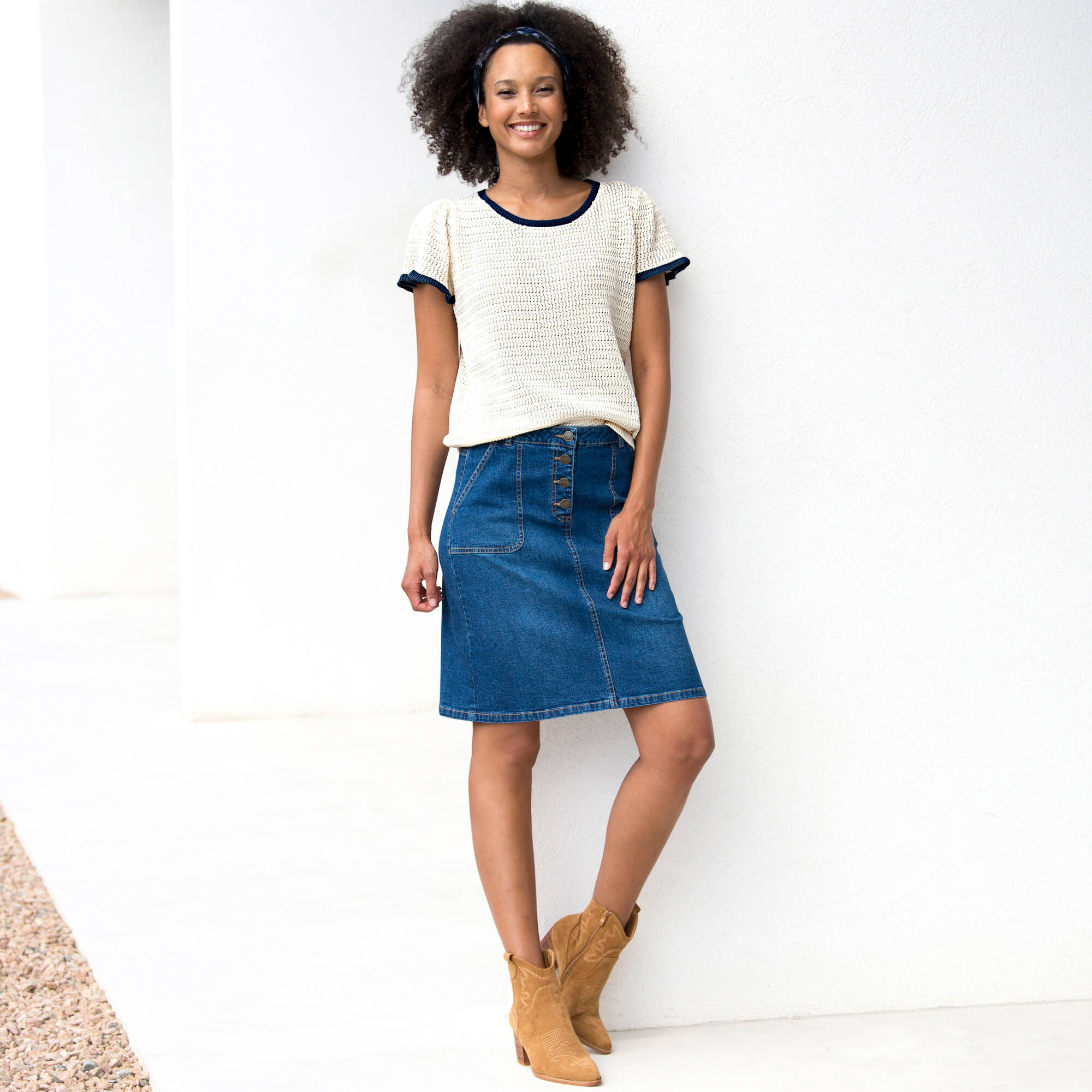 Pantacourt et blazer ,en jeans , taille 40 , marque blanche porte - Vêtements