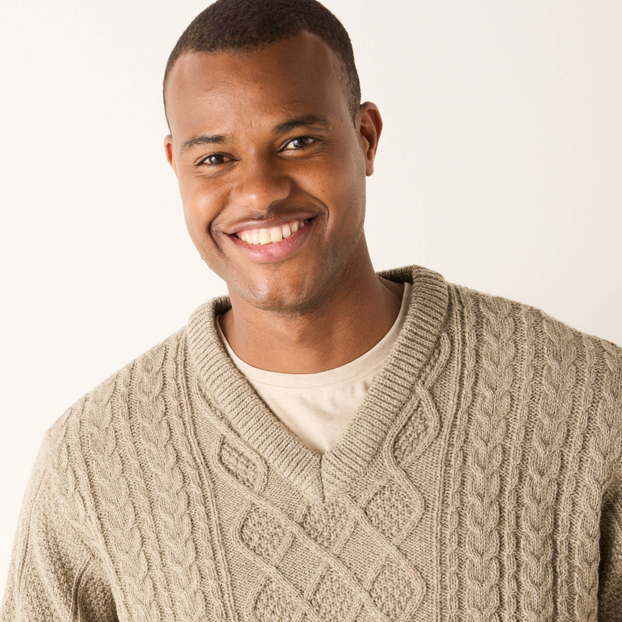 Pull col V maille irlandaise - Blancheporte 40$
