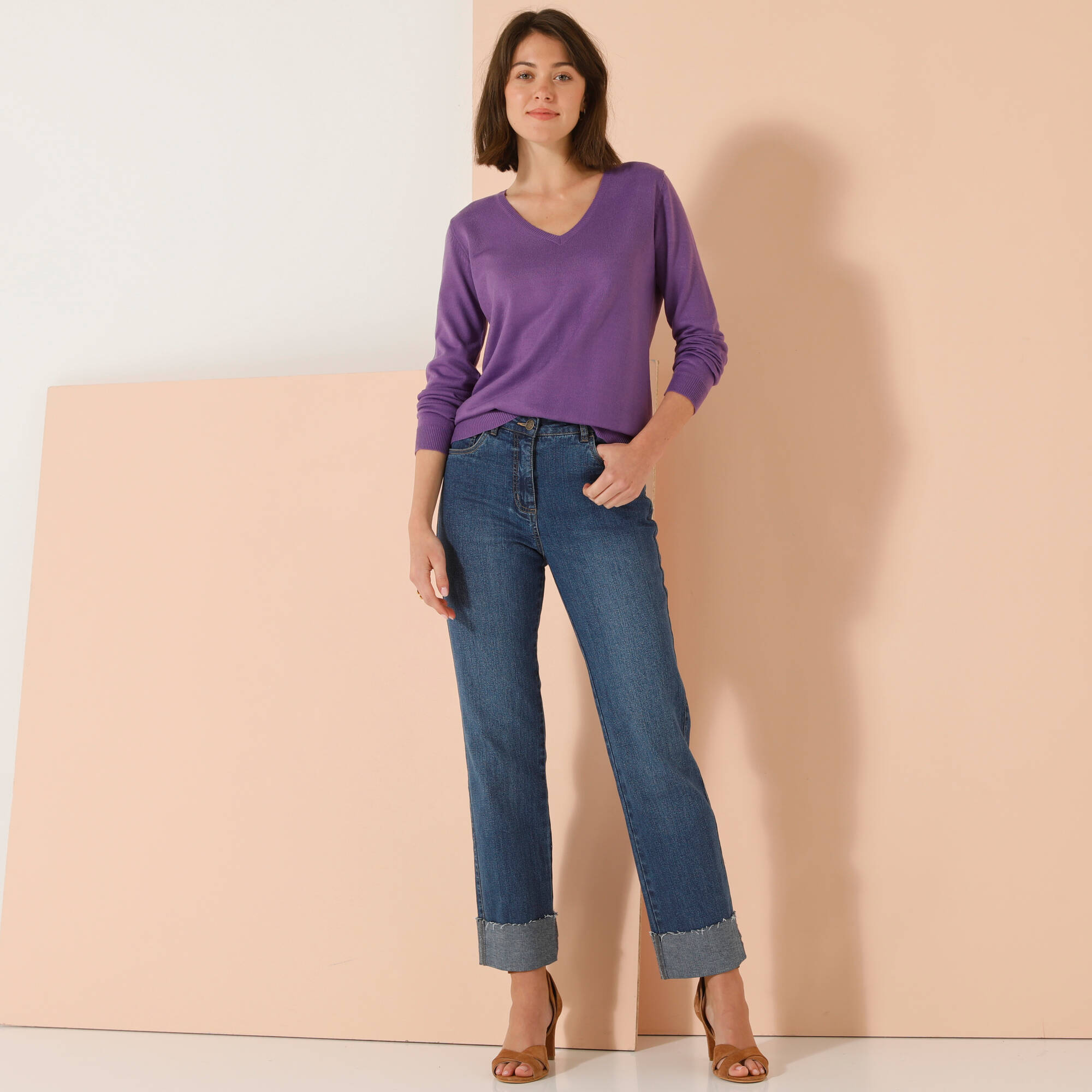 Pull col V toucher doux - Blancheporte 20$