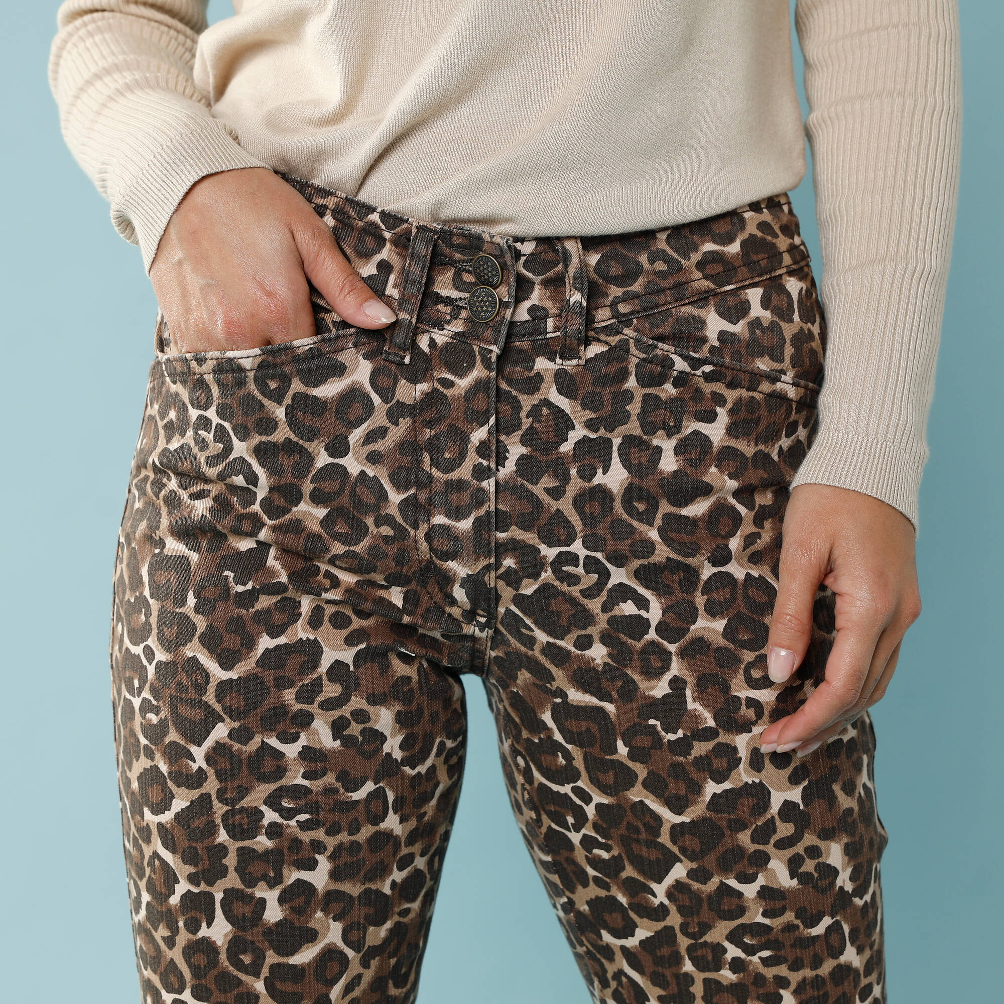 Pantalon droit imprim lopard Spcial Petites - Blancheporte 43$