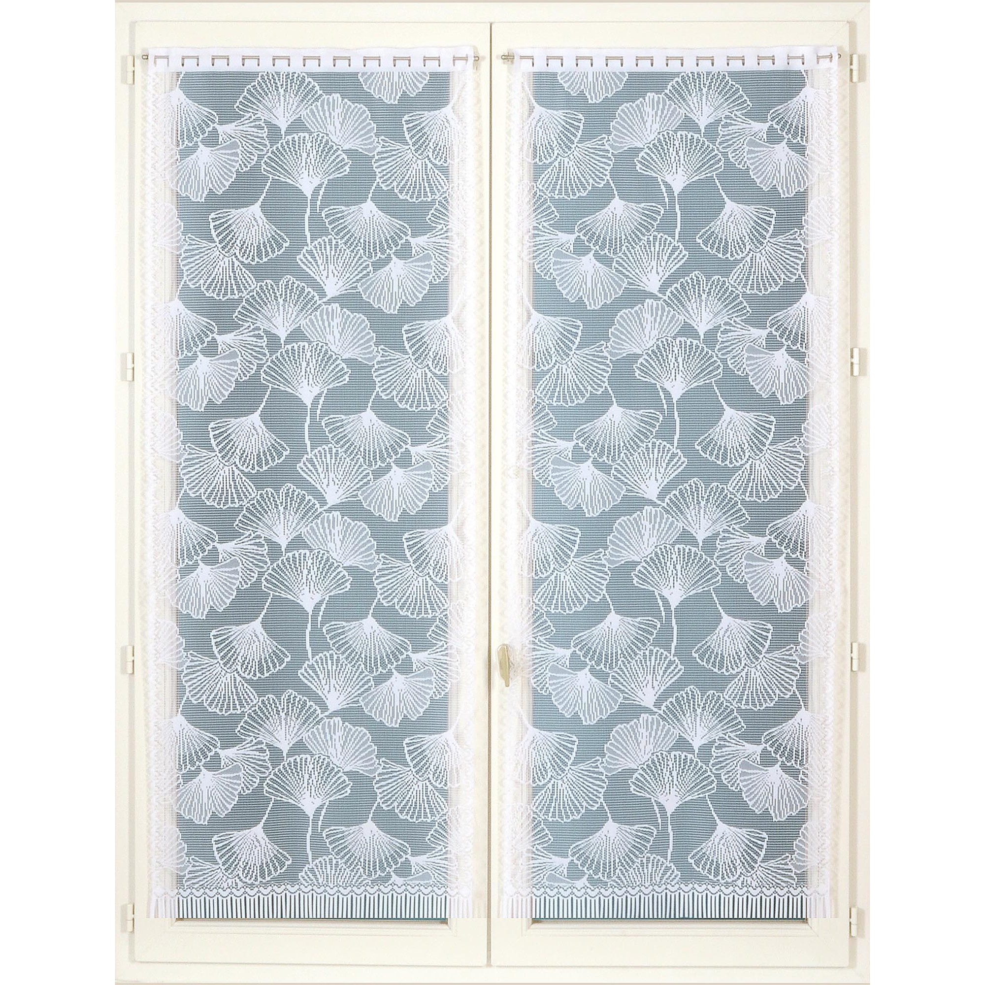 Vitrage Droit À Franges Motif Gingko - La Paire - Blancheporte