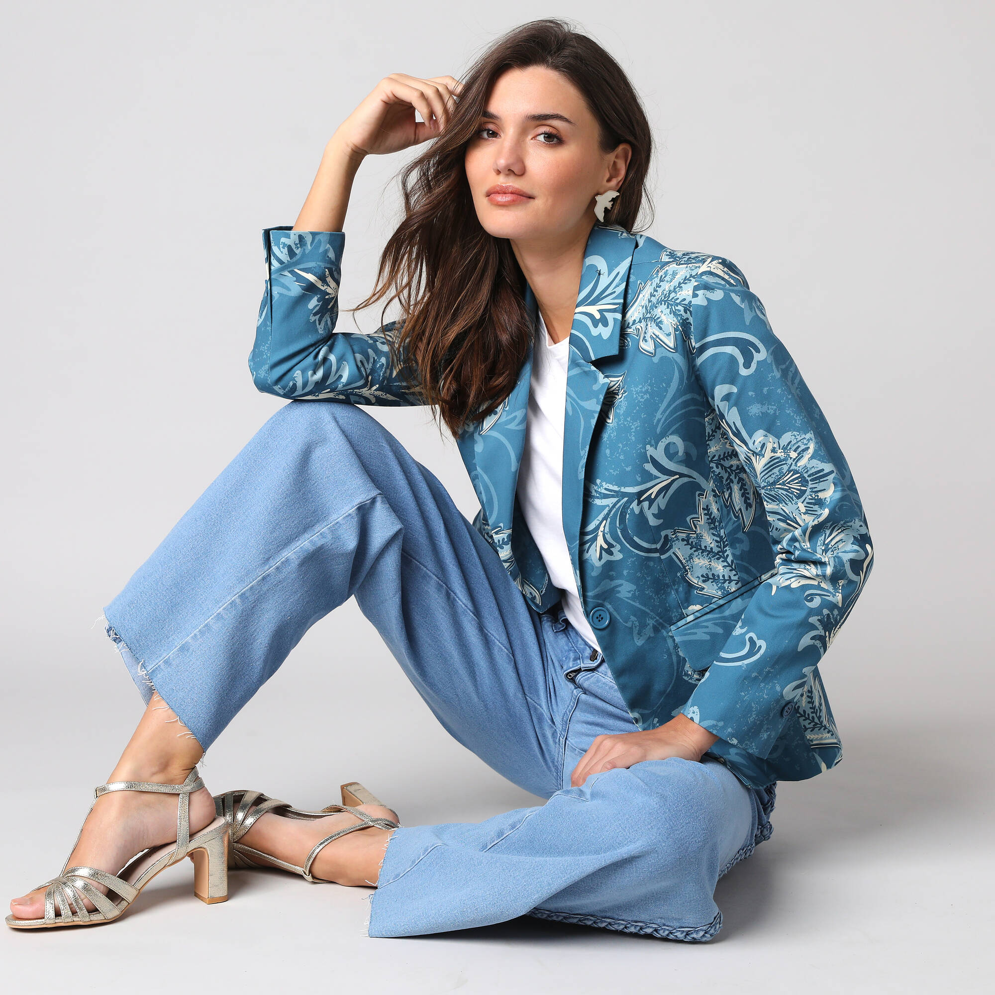 Veste blazer imprime manches longues - Blancheporte 60$