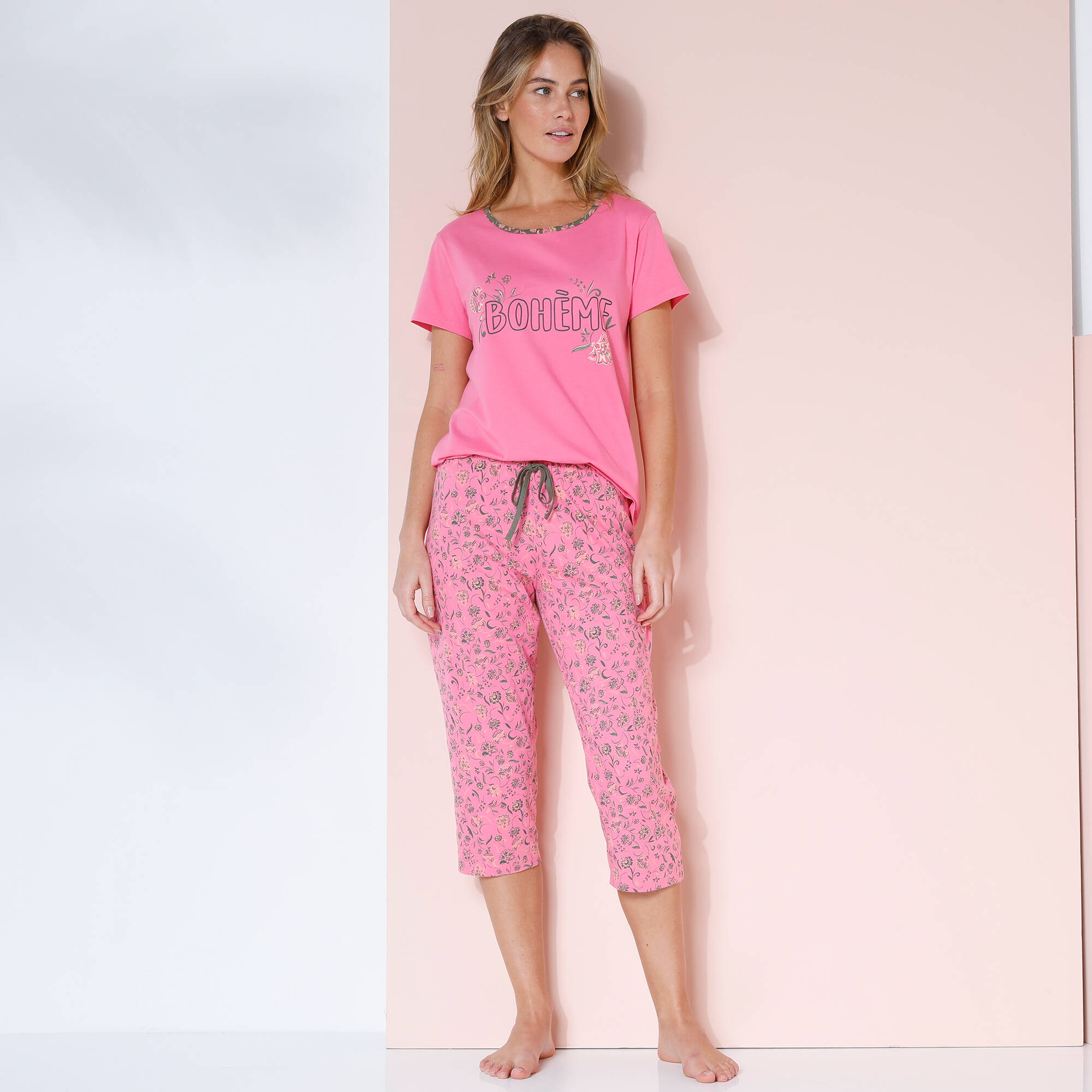 Pantacourt pyjama imprim fleuri Bohme - Blancheporte 18$