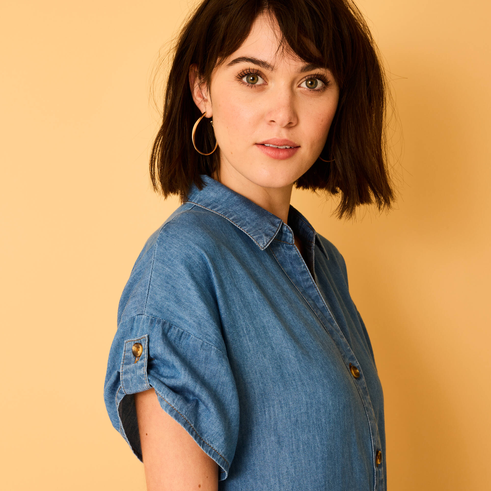 Robe-chemisier longue en jean manches courtes - Blancheporte 43$