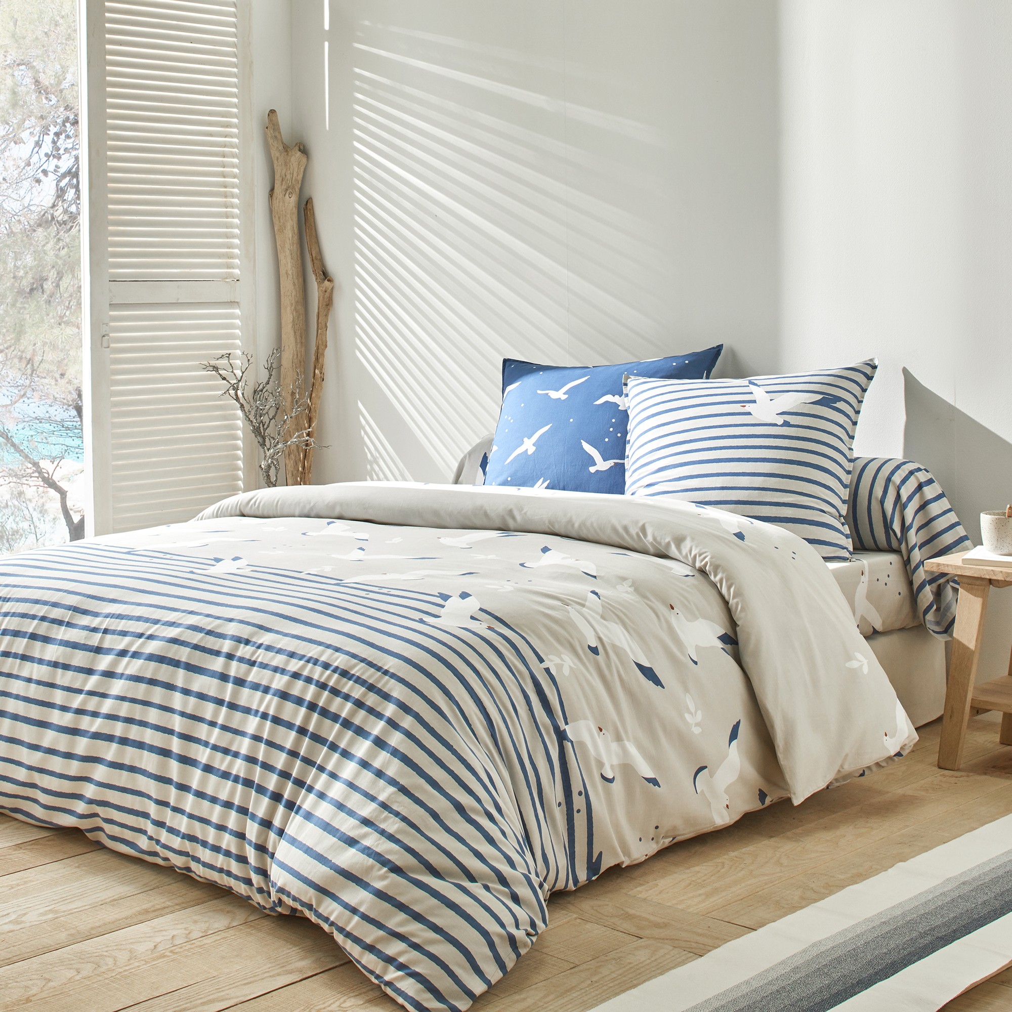 Linge de lit Plage - coton - Drap Plat 2 Personnesonnes : 270x300cm - Gris - Colombine