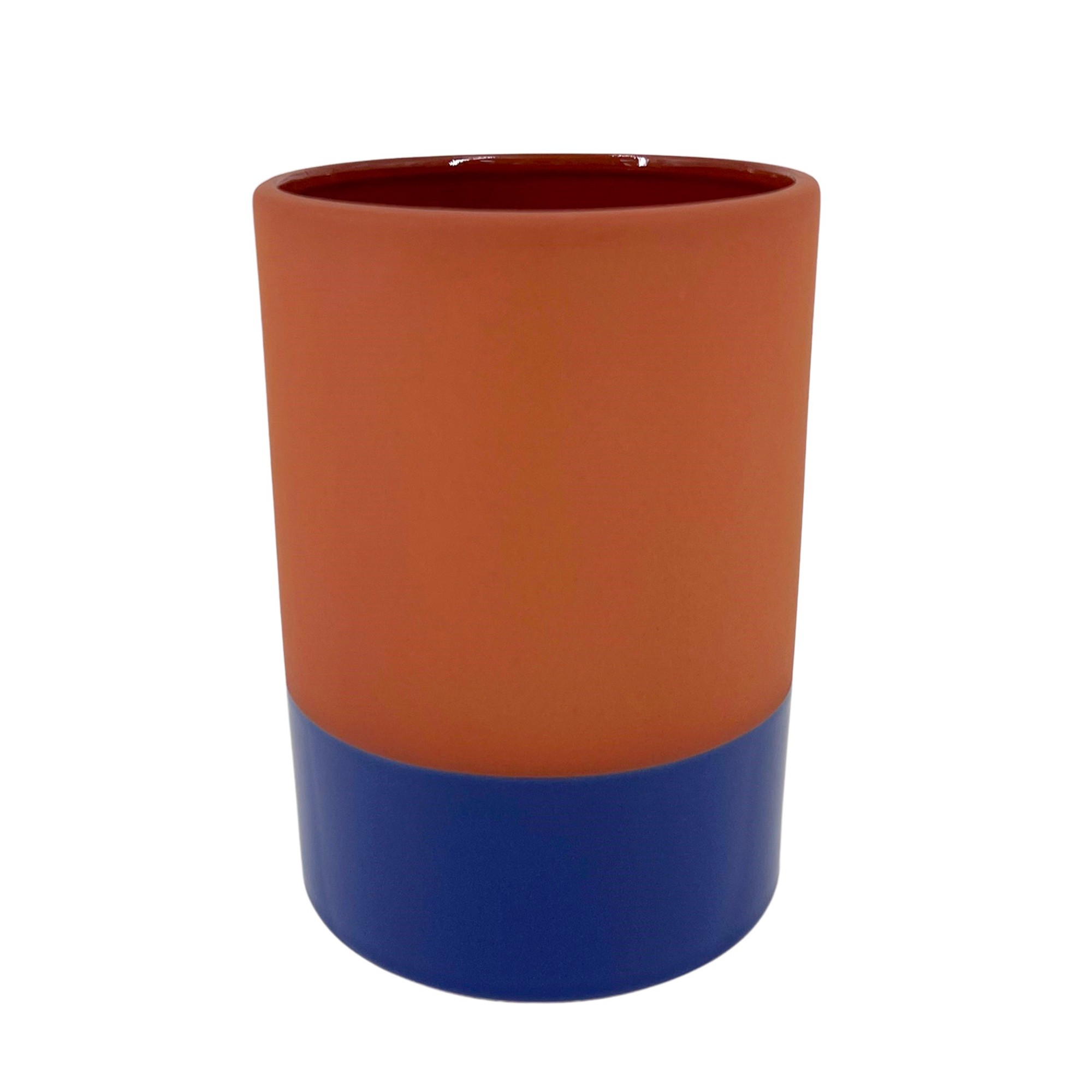Vase Cylindrique En Céramique, Bicolore - Hauteur 17 Cm - Blancheporte