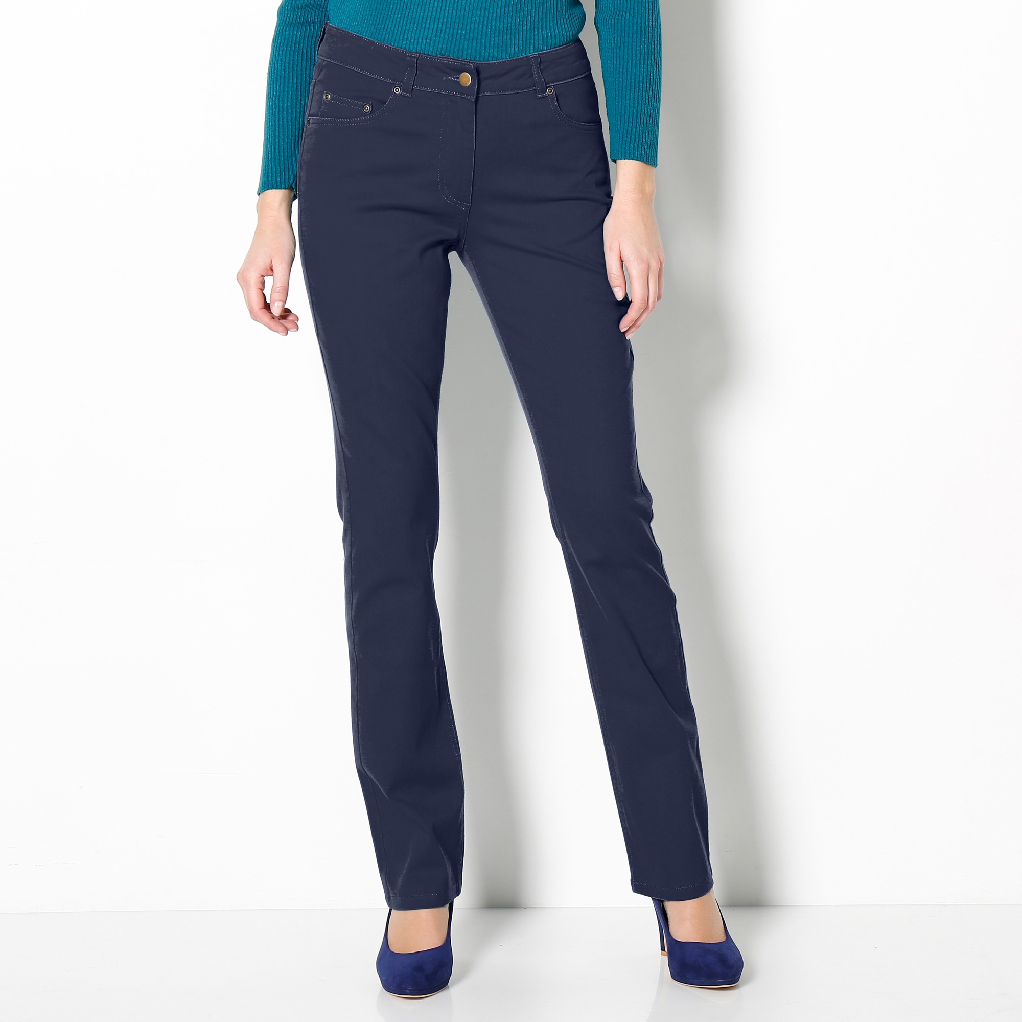 Pantalon Jeans Droit Stretch LE PHARE DE LA BALEINE - Taille 38FR - Délavé - Occasion Très Bon état