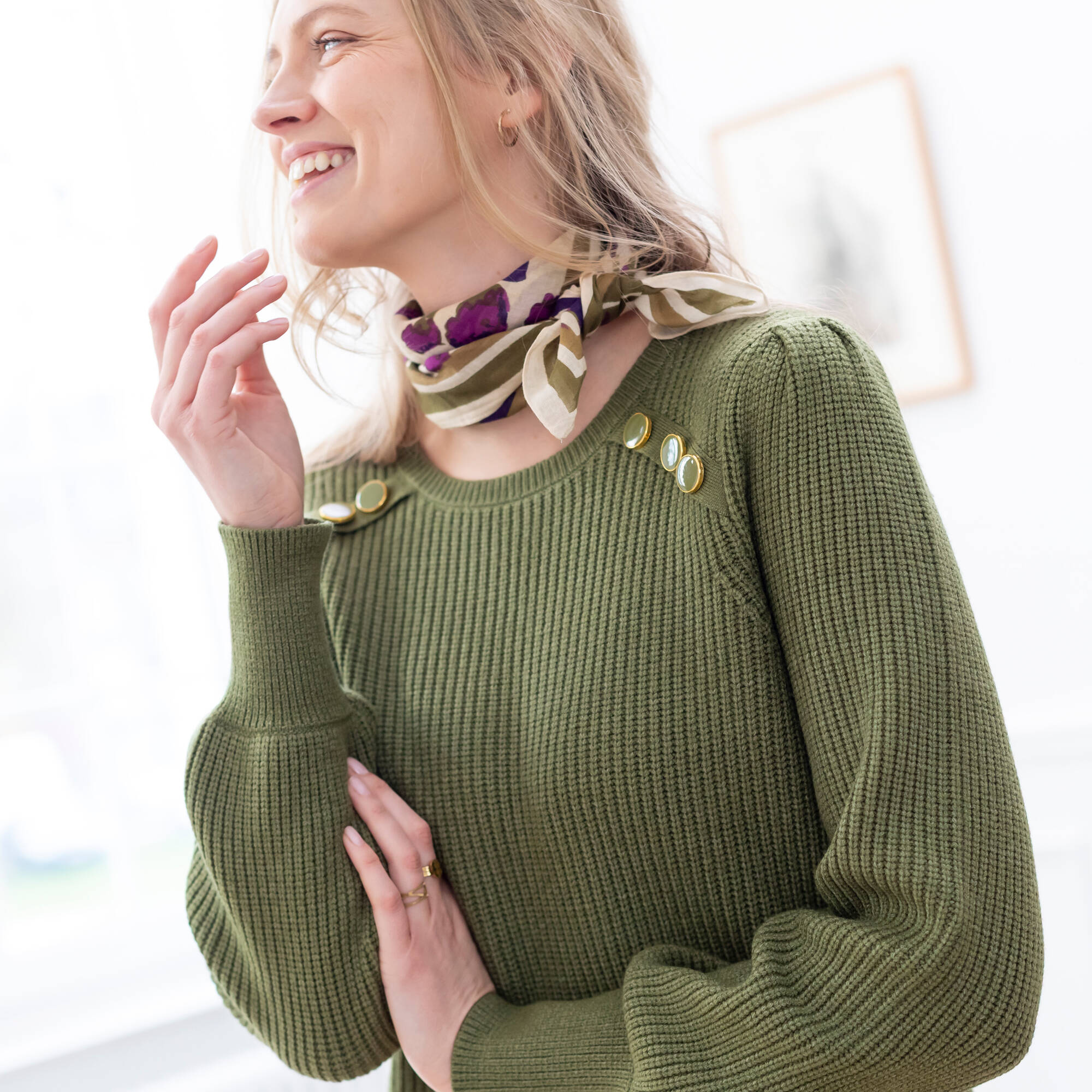Pull tunique boutons fantaisie toucher doux - Blancheporte 43$