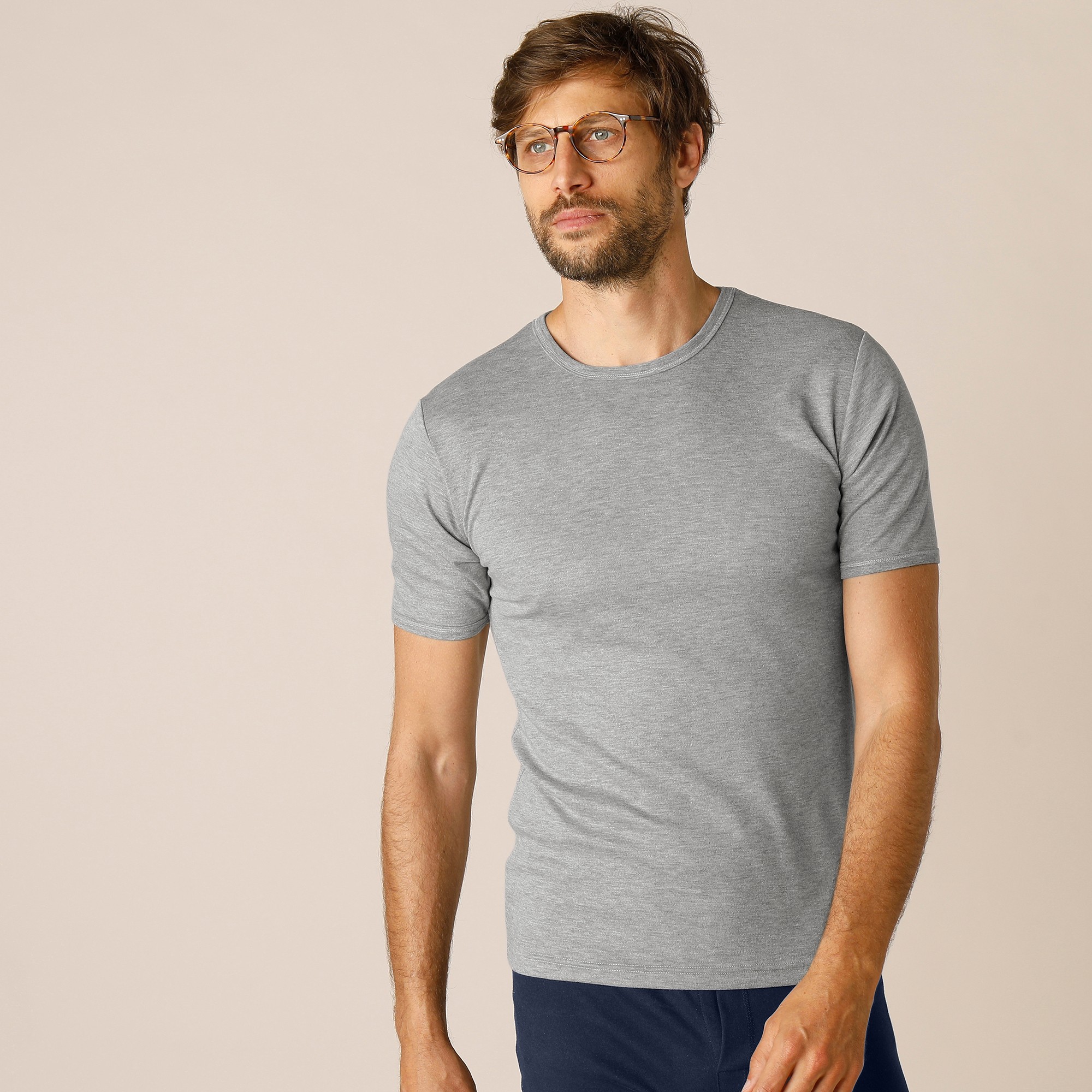 Tee-shirt sous-vêtement homme col rond manches courtes polyester - lot de 2 - 125/132 - Gris - Therm
