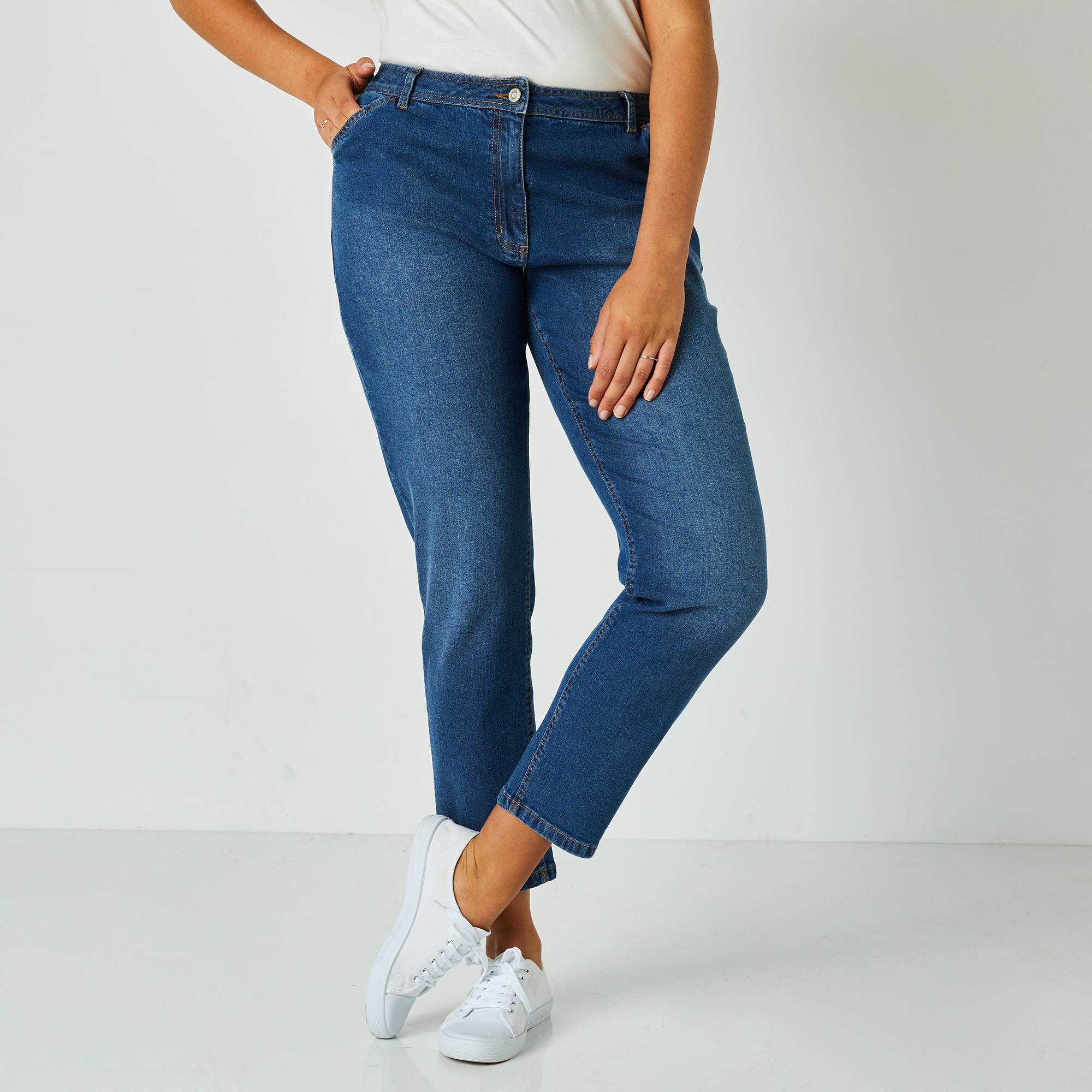 Pantalon Mom, Denim Stretch - Blancheporte