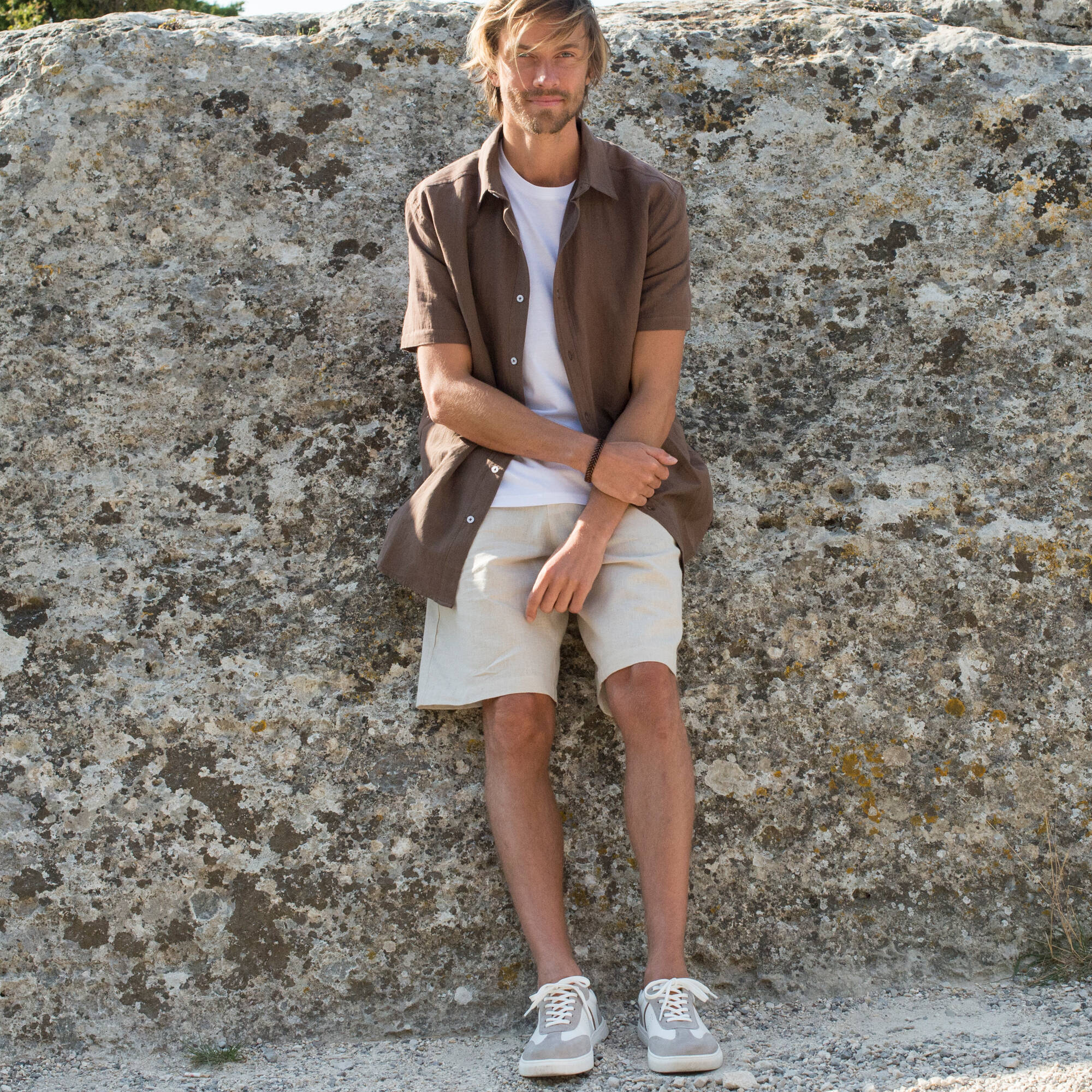 Chemise coton lin manches courtes boutonne - Blancheporte 30$