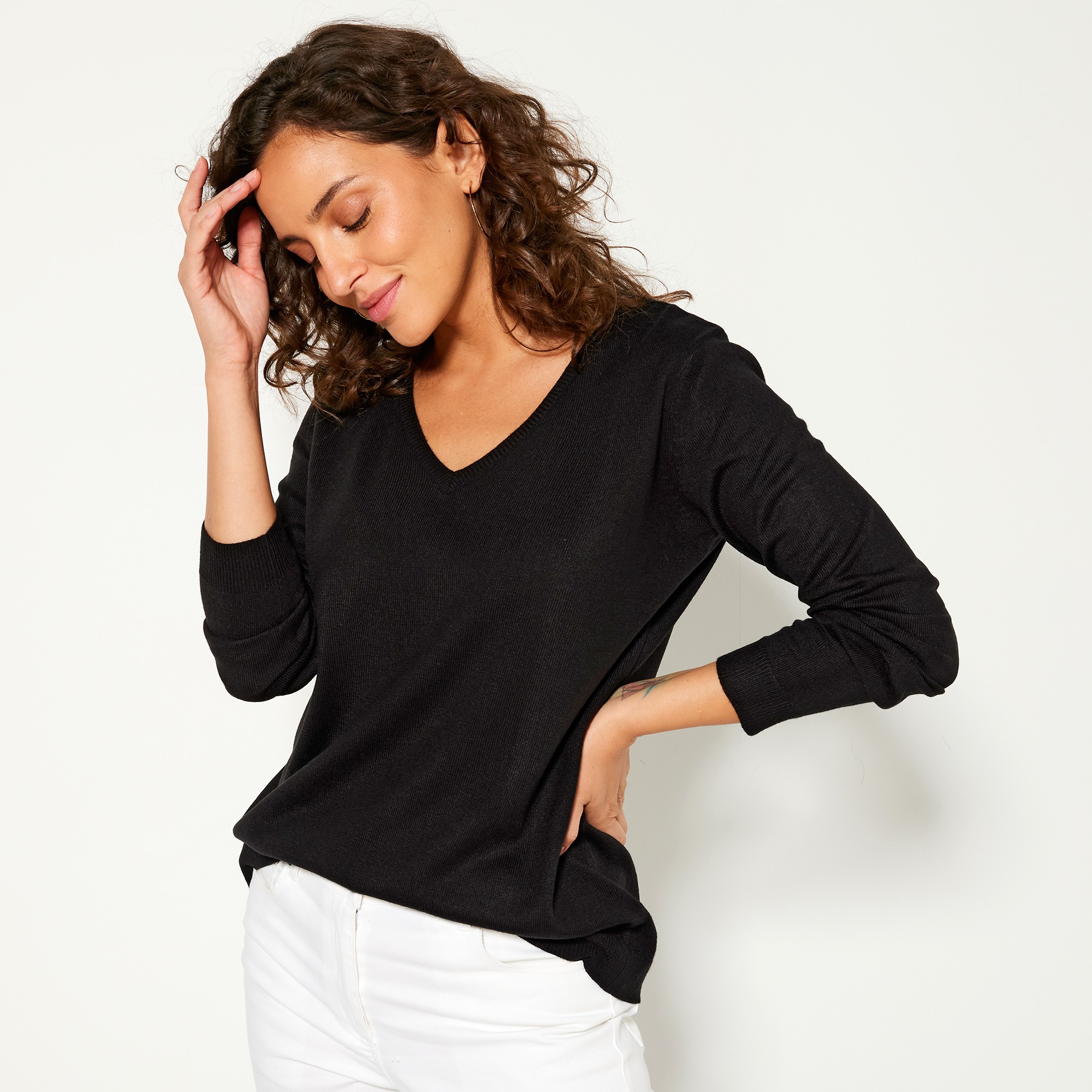 Pull Col V Toucher Doux - Blancheporte