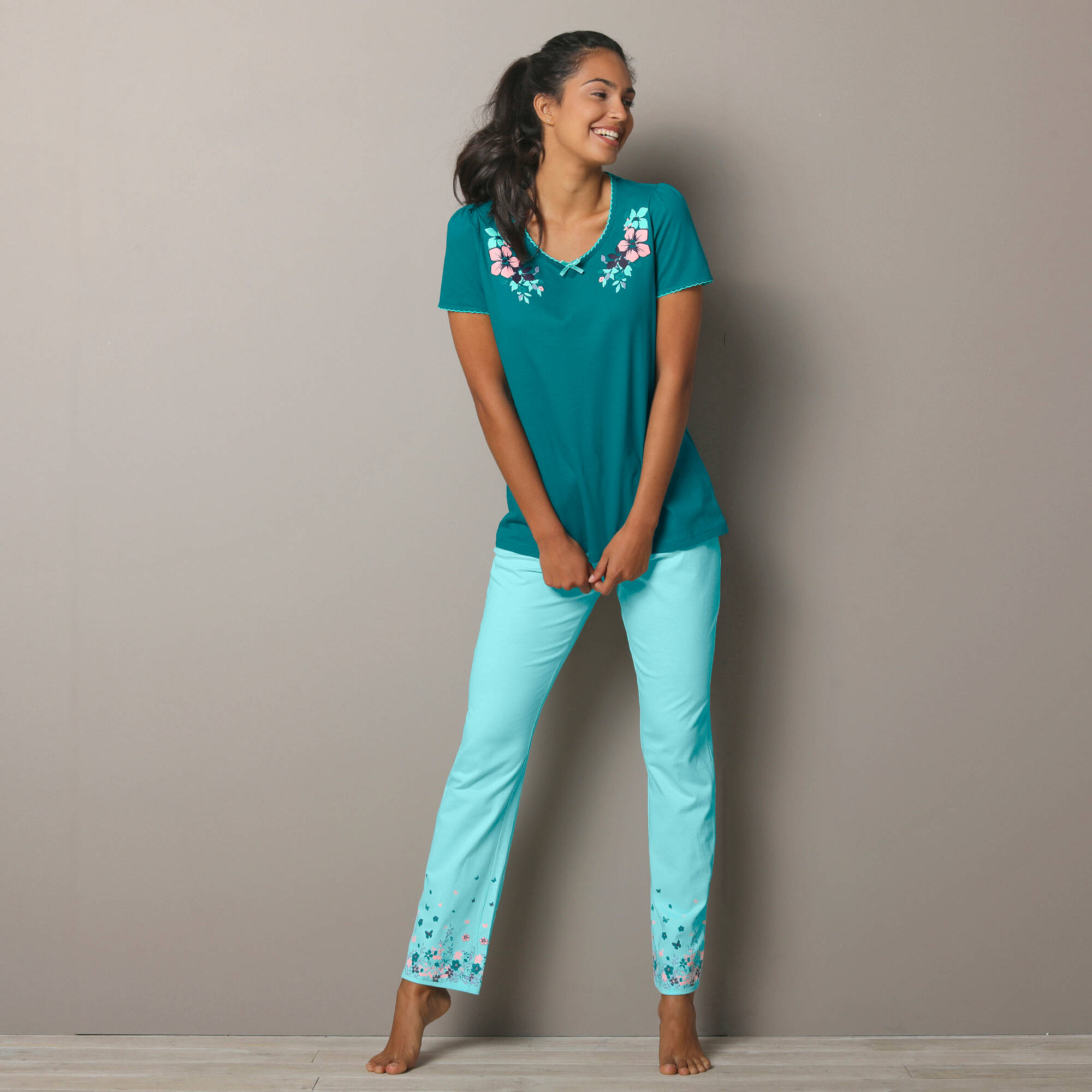 T-shirt encolure imprime bucolique - manches courtes - Blancheporte 15$