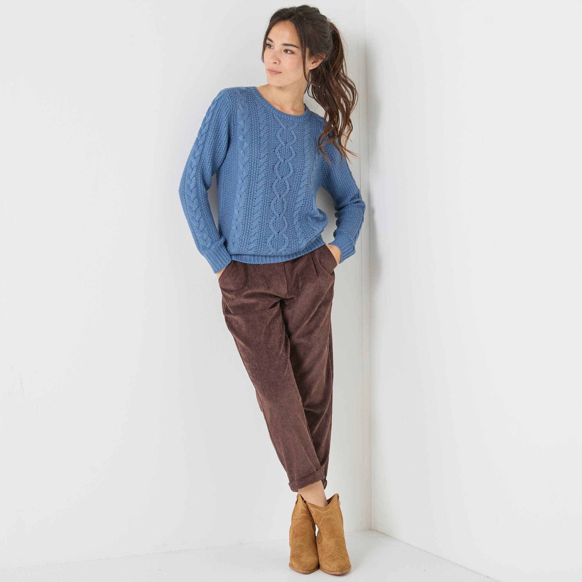Pull col rond maille torsade - Blancheporte 36$