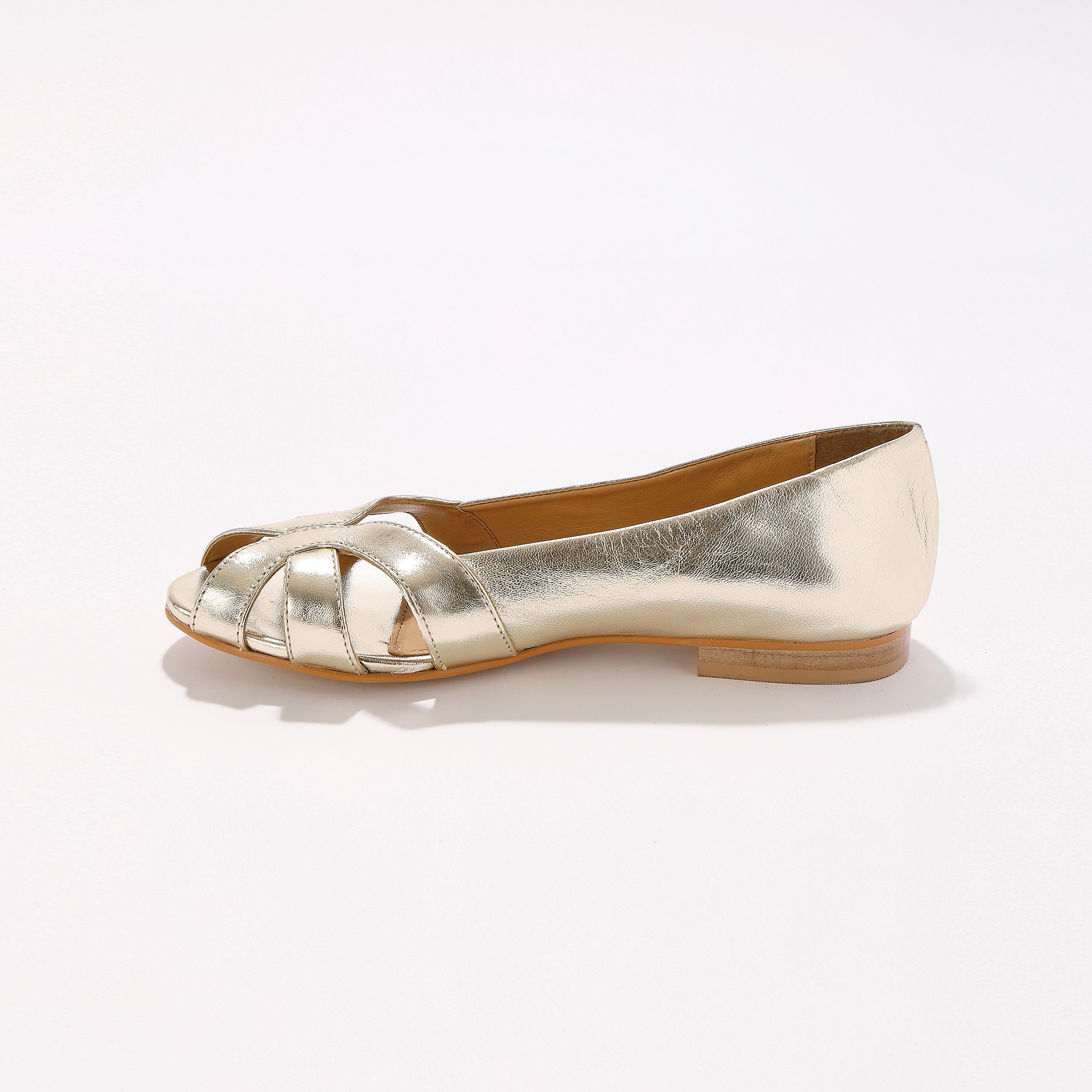 Ballerine bout discount ouvert doré